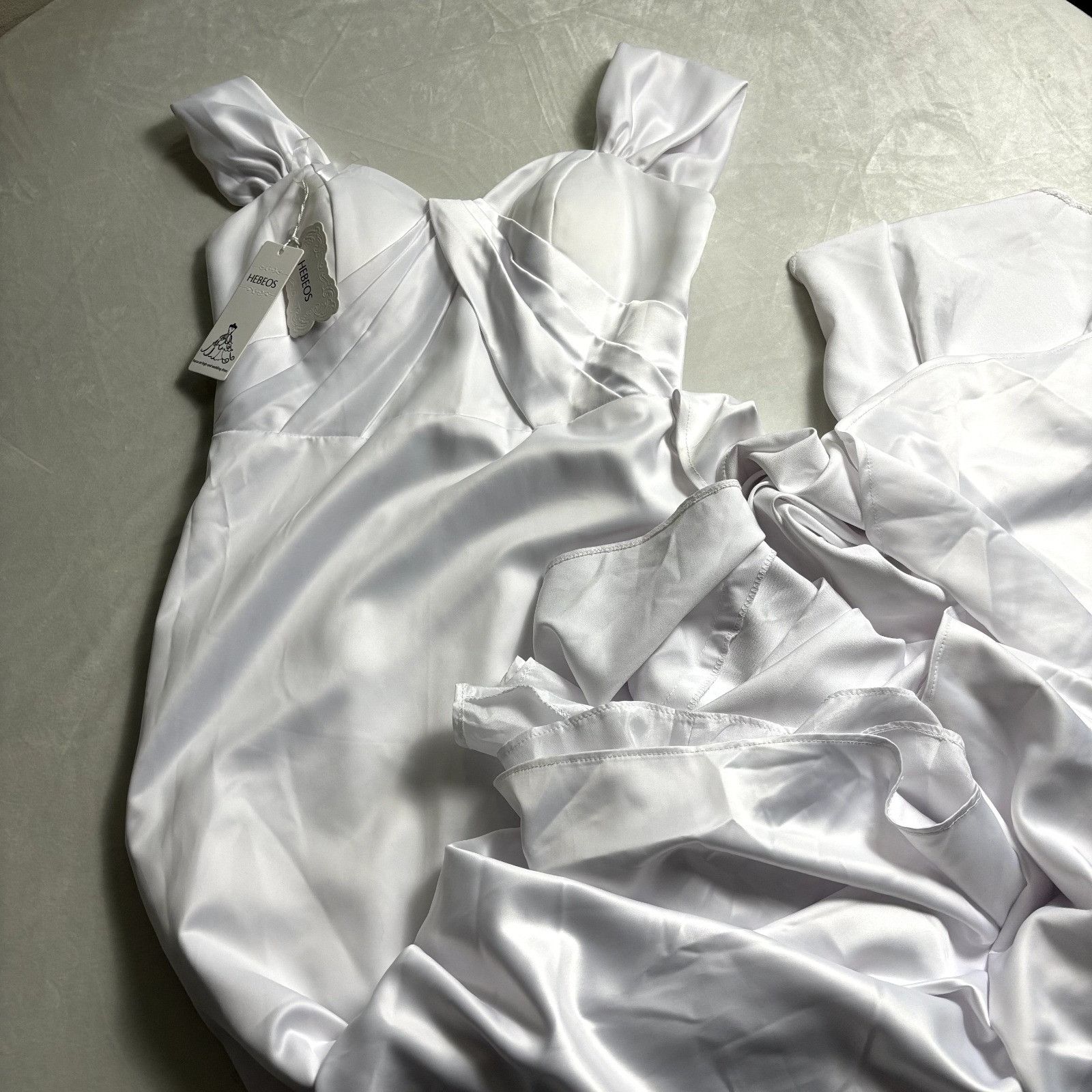 Other Wedding Dress Hebeos White Satin Gown Buttoned Back NWT Size M / US 6-8 / IT 42-44 - 2 Thumbnail