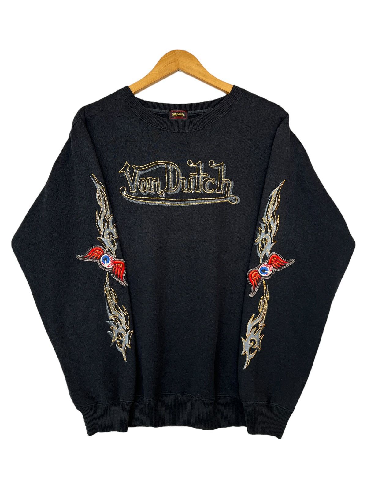 Von Dutch Vintage Von Dutch Eye Flame Black Sweatshirt Size US L / EU 52-54 / 3 - 2 Thumbnail