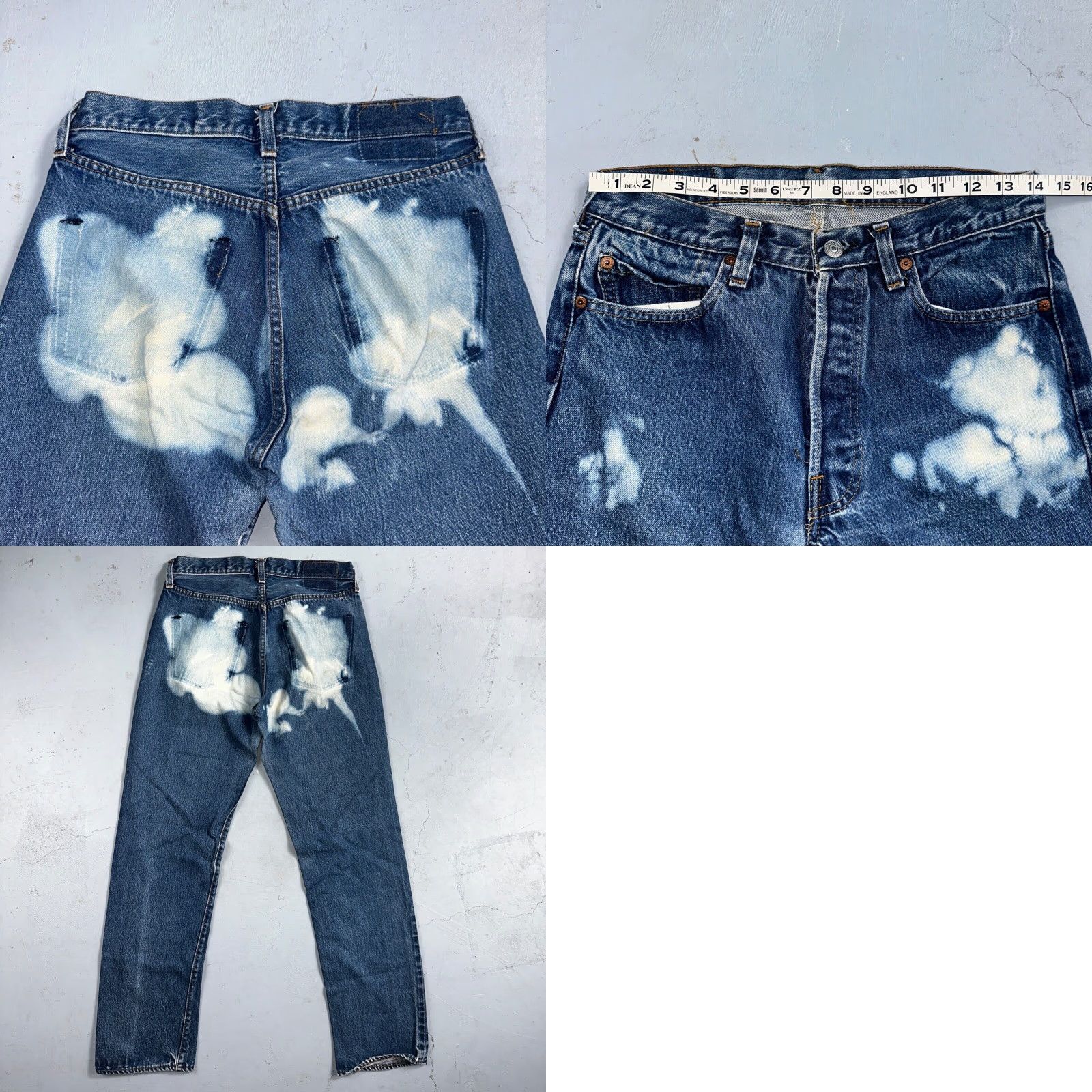 Levi's VINTAGE Levi's 501 XX Jeans - Levis 501 Vintage 80s Redline Selvedge USA Bleach Wash 30x34 Act 28x30 - Denim, Blue, Button Size US 30 / EU 46 - 9 Thumbnail