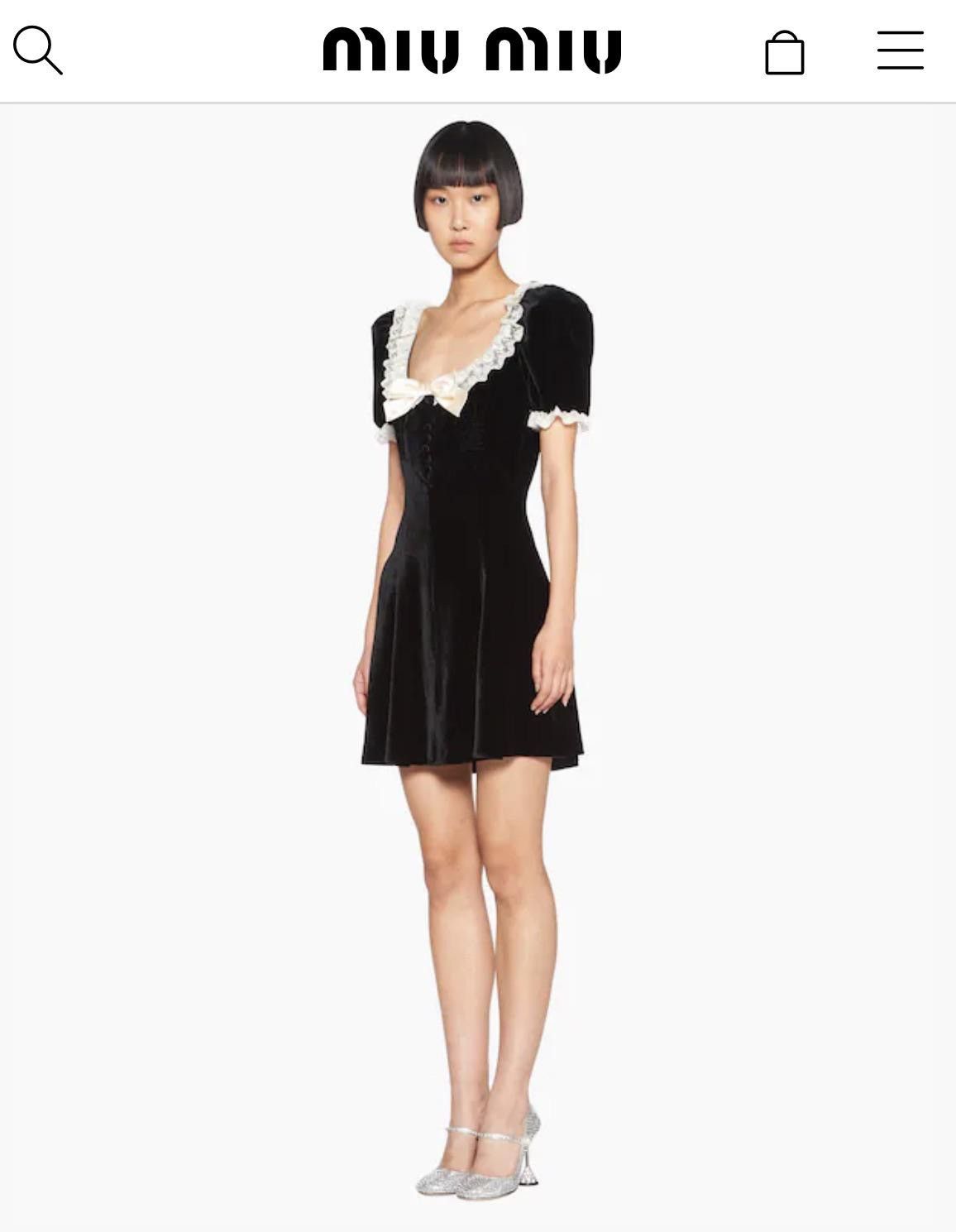Miu Miu 2019 Miu Miu Crush Velvet and lace Dress Size XS / US 0-2 / IT 36-38 - 1 Thumbnail