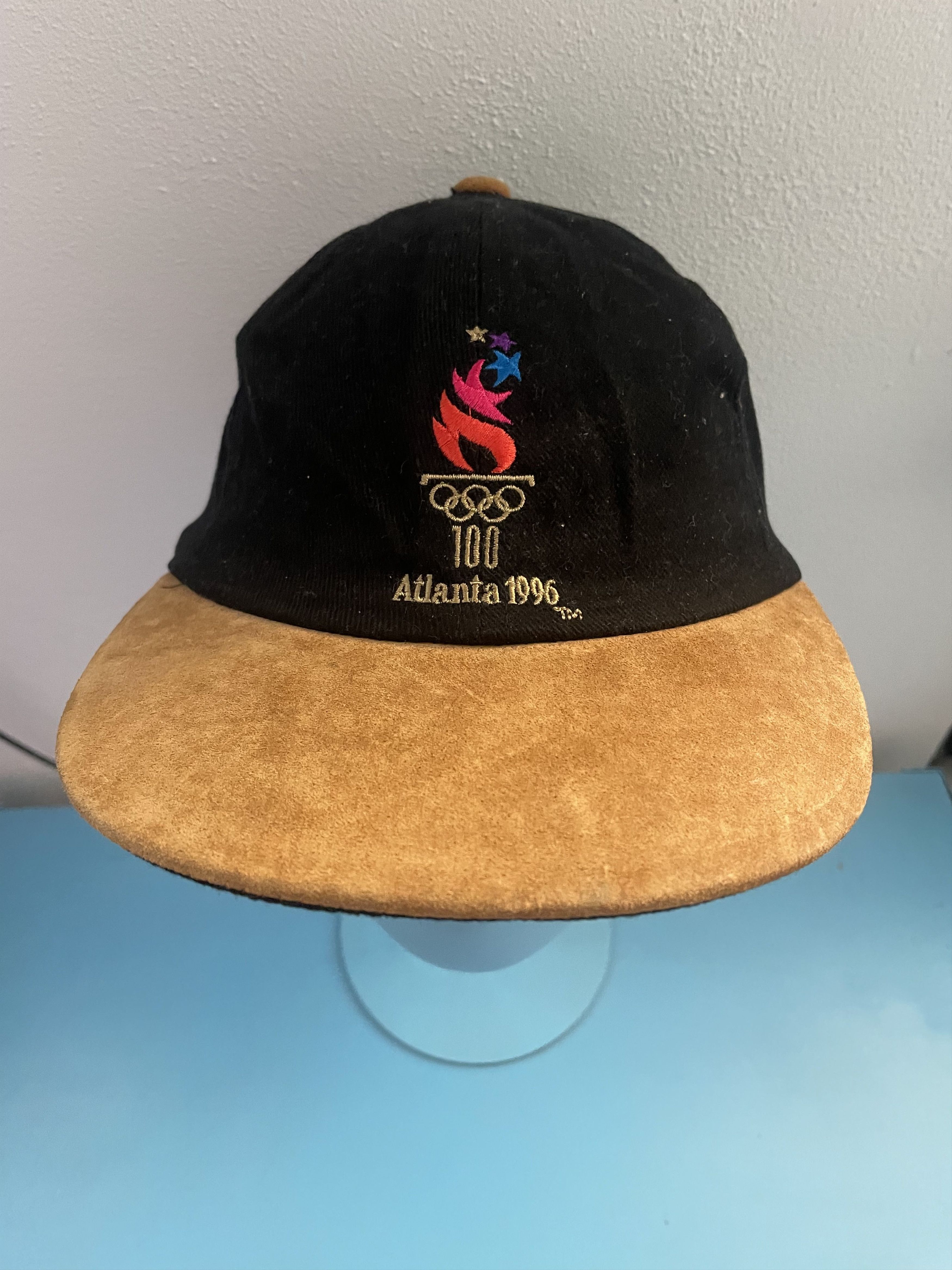 Vintage Atlanta 1996 Olympics Suede Brim Cap Black Tan Size ONE SIZE - 1 Thumbnail