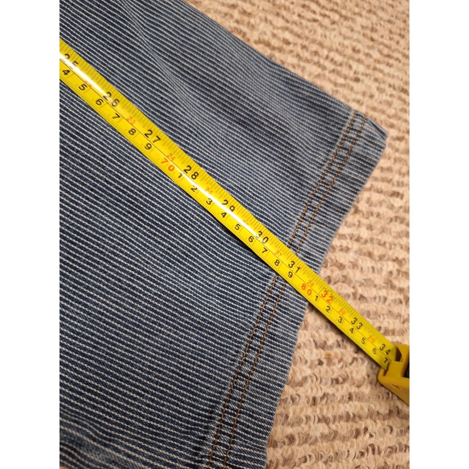 Vintage OshKosh B'gosh Womens Pants 8R Blue Railroad Striped Pants Front Pockets Button Fly Classic Fit Casual Size 30" / US 8 / IT 44 - 8 Thumbnail