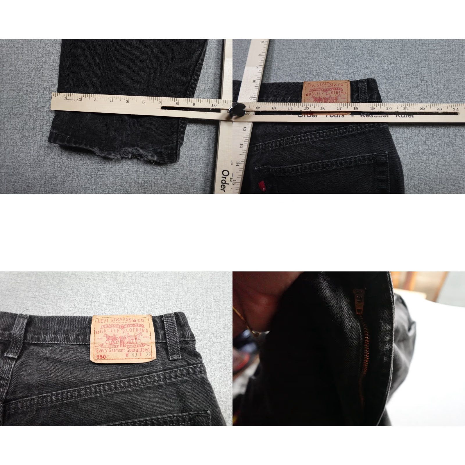 Levi's VINTAGE Levi's 550 Jeans Mens 40x32 Black Regular Fit Western Cowboy Rancher Denim 5-Pocket Pattern Solid Distressed Zip Fly Size US 40 / EU 56 - 8 Thumbnail