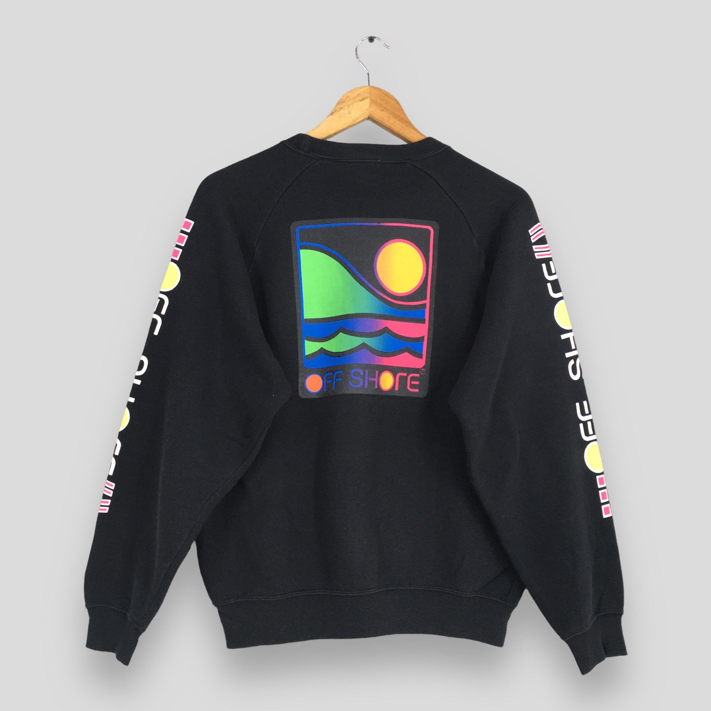 image of Lifes A Beach x Surf Style Vintage 90's Offshore Surf Black Sweatshirt Medium, Men's