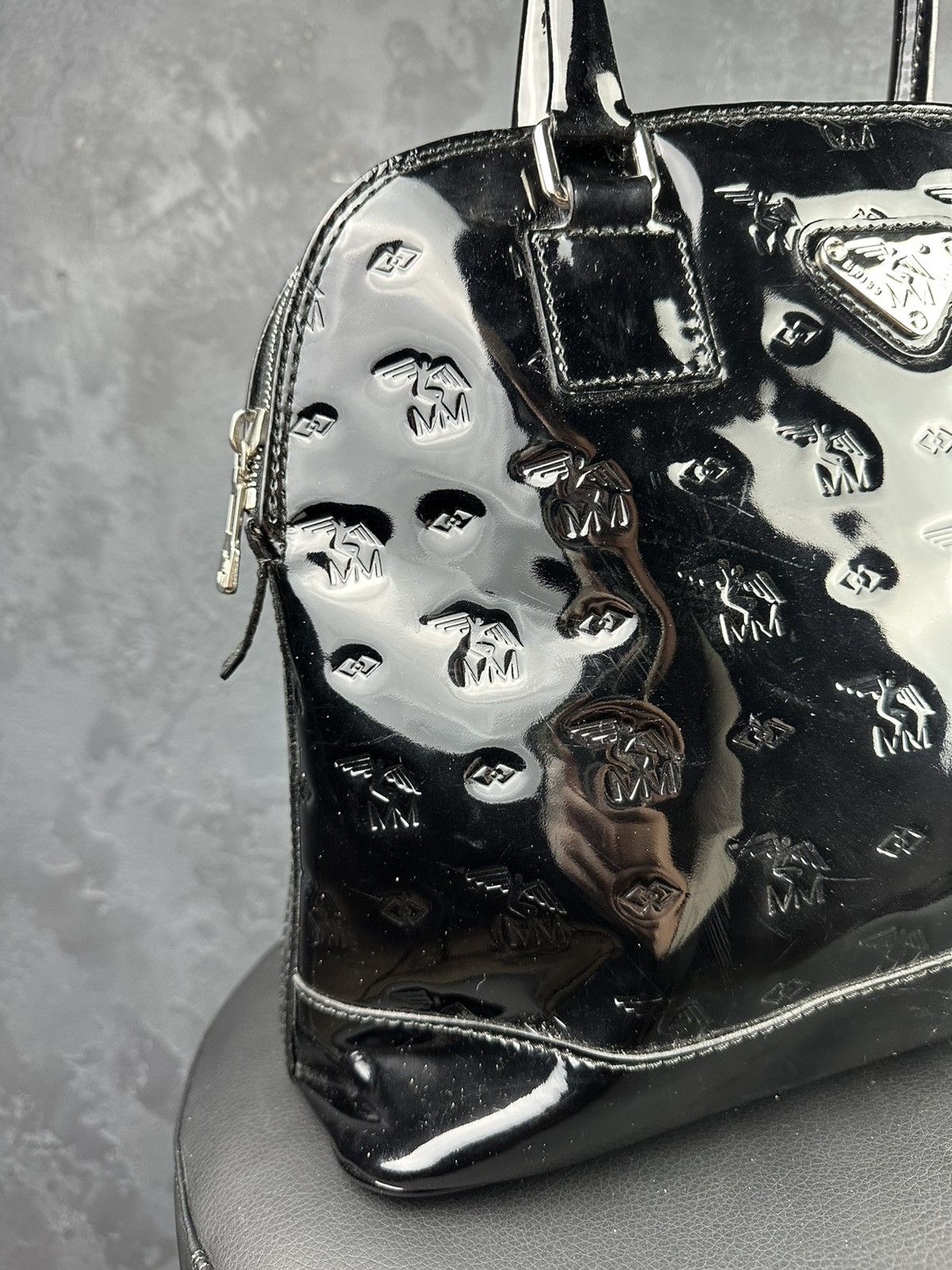 Designer × Maison Mollerus Maison Mollerus Black Patent Leather Shoulder Bag Size ONE SIZE - 4 Thumbnail