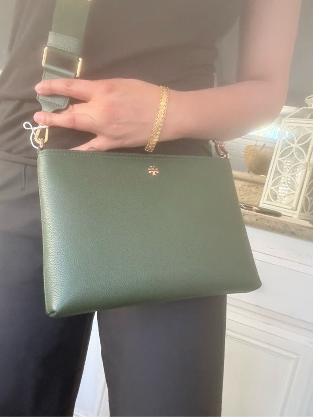 Tory Burch New Tory Burch Blake Swingpack in Basil Pebbled Leather Cros Size ONE SIZE - 10 Thumbnail