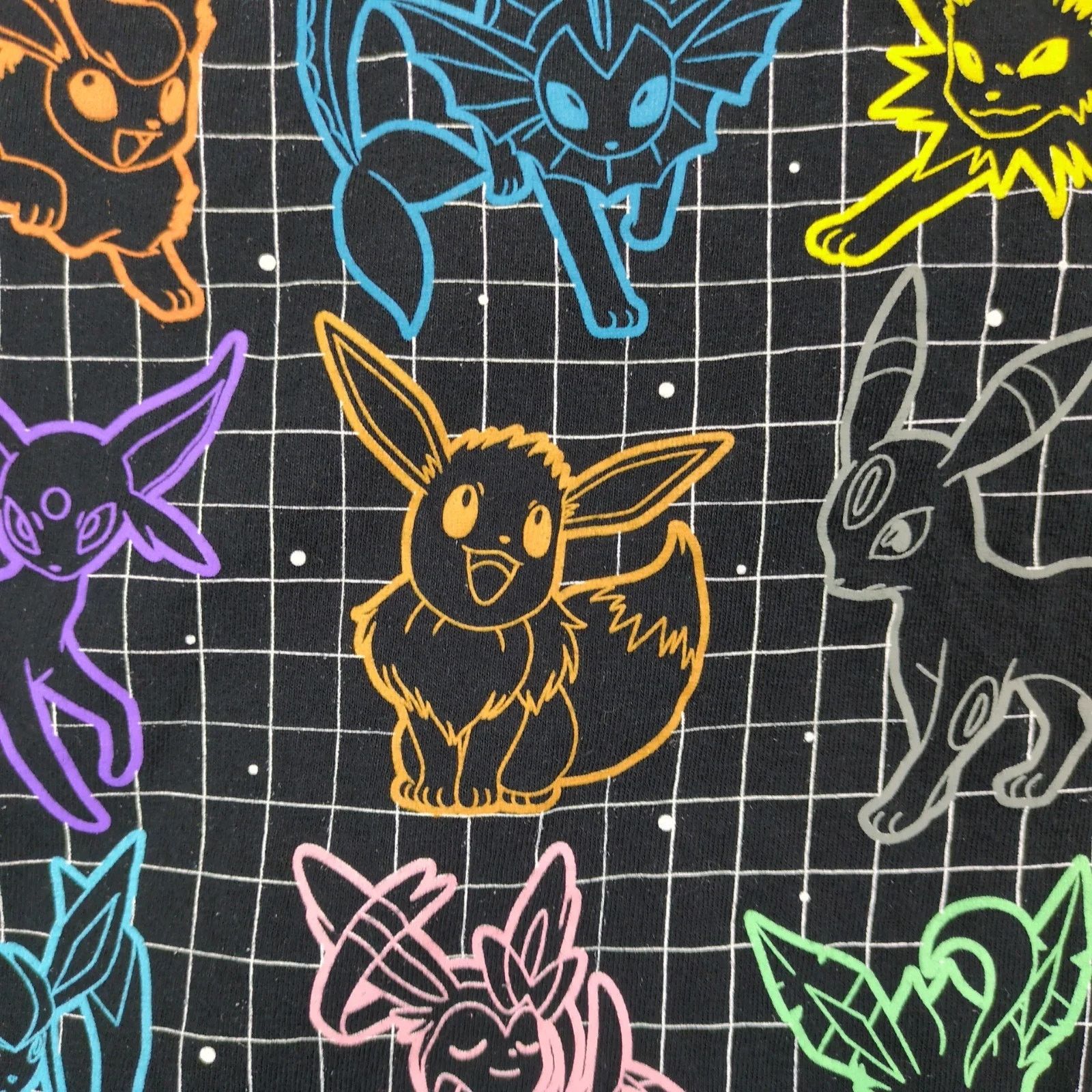 Nintendo Pokemon Eevee Evolutions Black Graphic T-Shirt Men's S Size US S / EU 44-46 / 1 - 8 Thumbnail