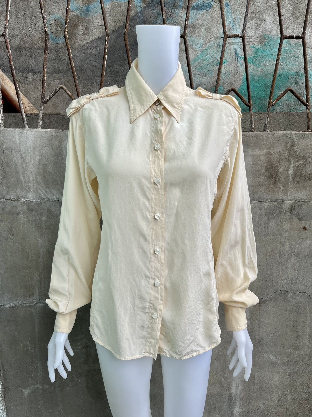Yves Saint Laurent Crystal Button Chiffon Blouse Size S / US 4 / IT 40 - 1 Thumbnail