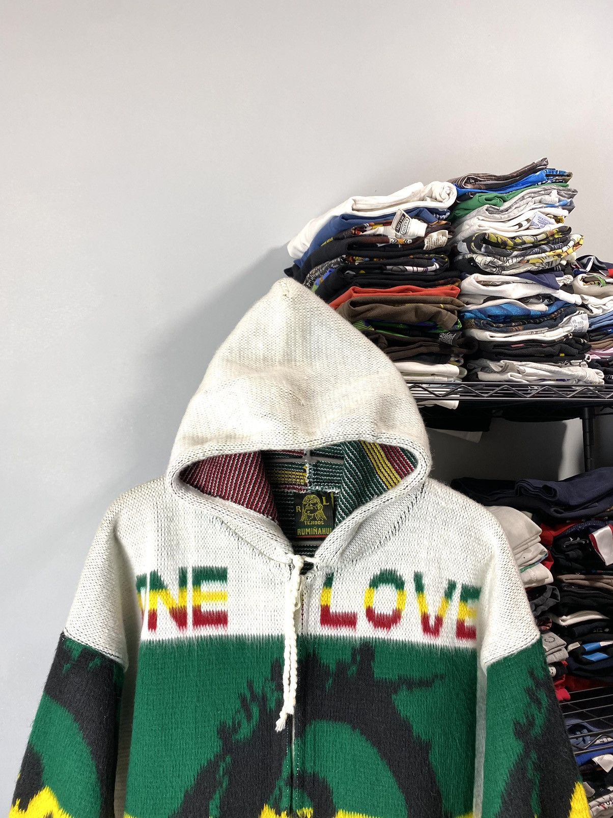 Bob Marley 💥Rare! Vintage Bob Marley Full Knit Heavy Hoodie Jacket Size US L / EU 52-54 / 3 - 5 Thumbnail