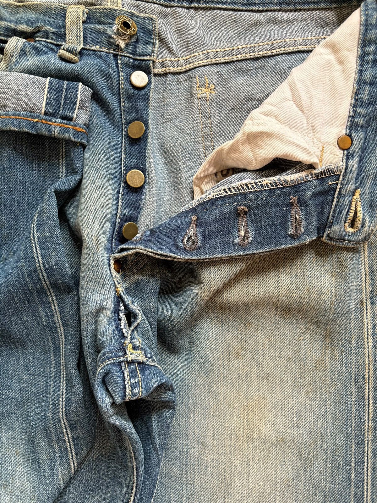 Lee Vintage 70s Lee Cowboy Selvedge Mud Wash Baggy Jeans Size US 30 / EU 46 - 3 Thumbnail