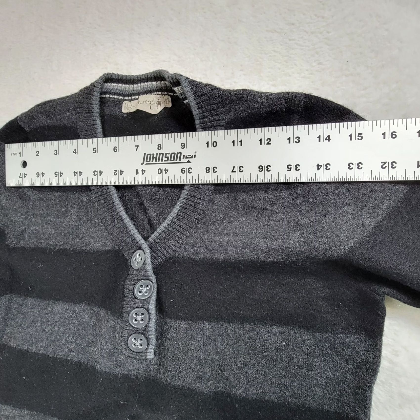 Smartwool SmartWool Women's Large Gray Merino Wool Stripe V-Neck Pullover Sweater Top Size L / US 10 / IT 46 - 7 Thumbnail