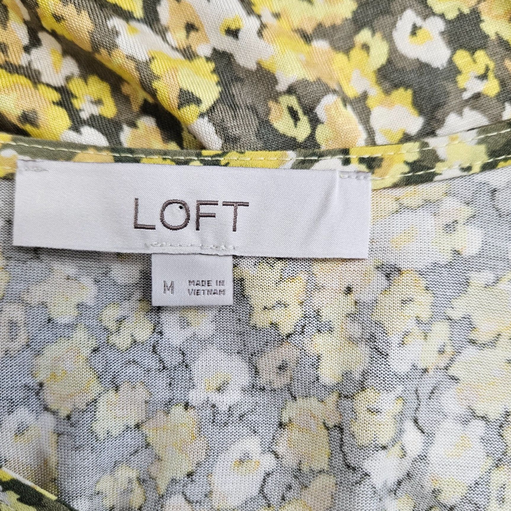 Loft LOFT Womens Top Blouse Yellow White Floral Long Sleeve V-Neck M / Size M / Casual Shirt Ladies Size M / US 6-8 / IT 42-44 - 5 Thumbnail