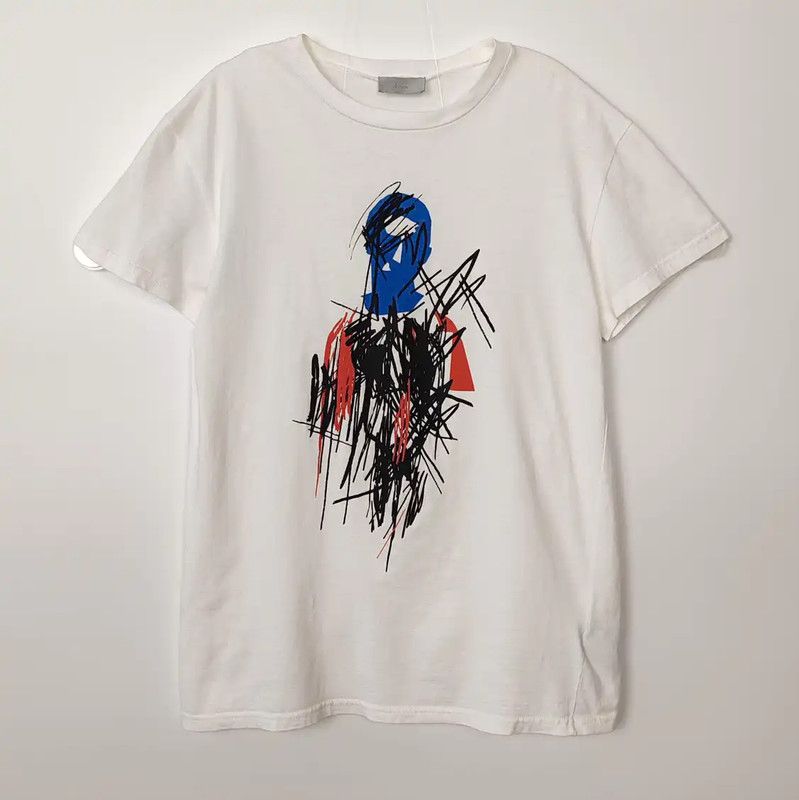 Dior Dior White Graphic Cotton T-Shirt for Men 0089 Size US XXS / EU 40 - 1 Thumbnail