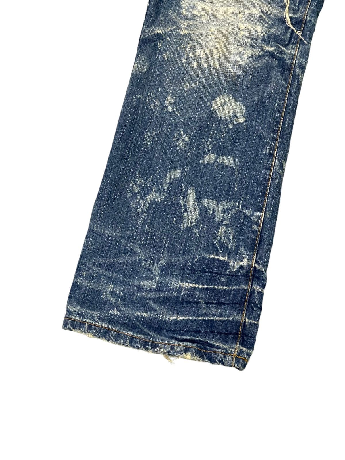 Japanese Brand Distress Thrash Acid Wash Oniarai Denim Regular Fit 7🟦4 Size US 35 - 5 Thumbnail