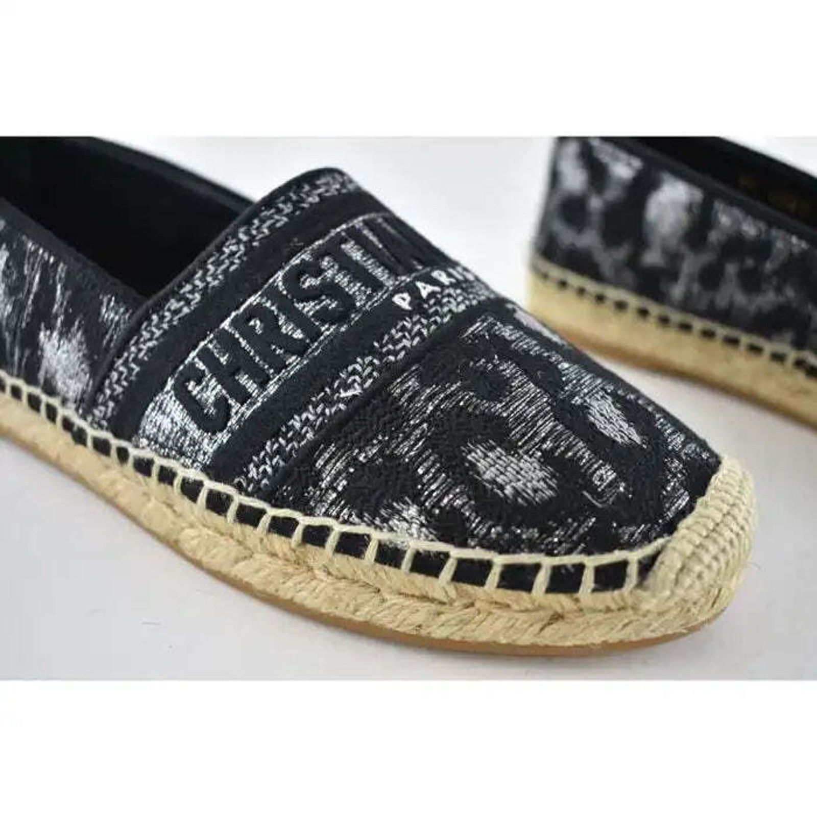 Dior Granville Mizza Lurex Embroidered Logo Espadrille Flat 37 Size US 7 / IT 37 - 4 Thumbnail