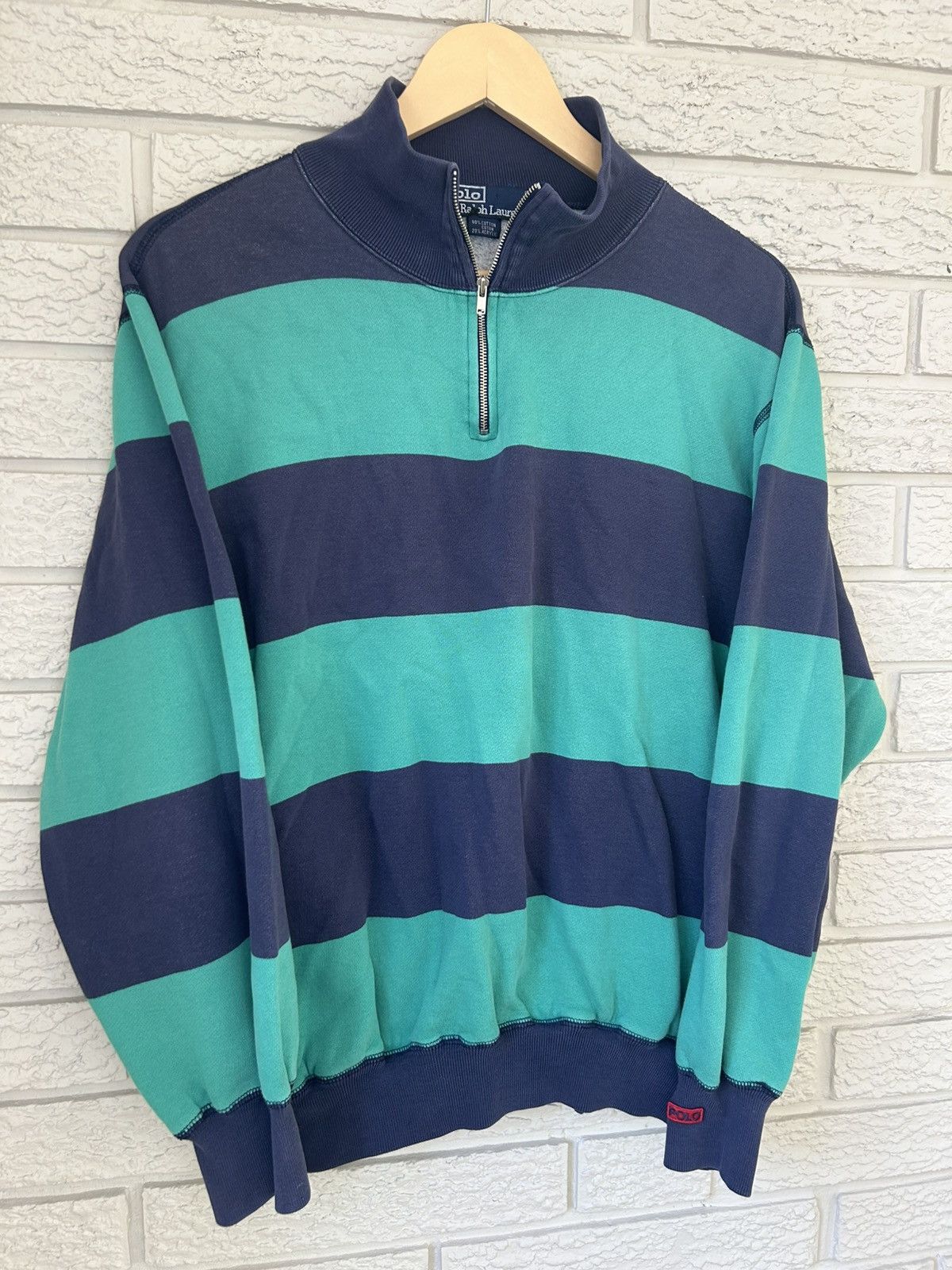Polo Ralph Lauren Vintage 90s Polo Ralph Lauren Striped Quarter Zip Sweater Size US S / EU 44-46 / 1 - 2 Thumbnail