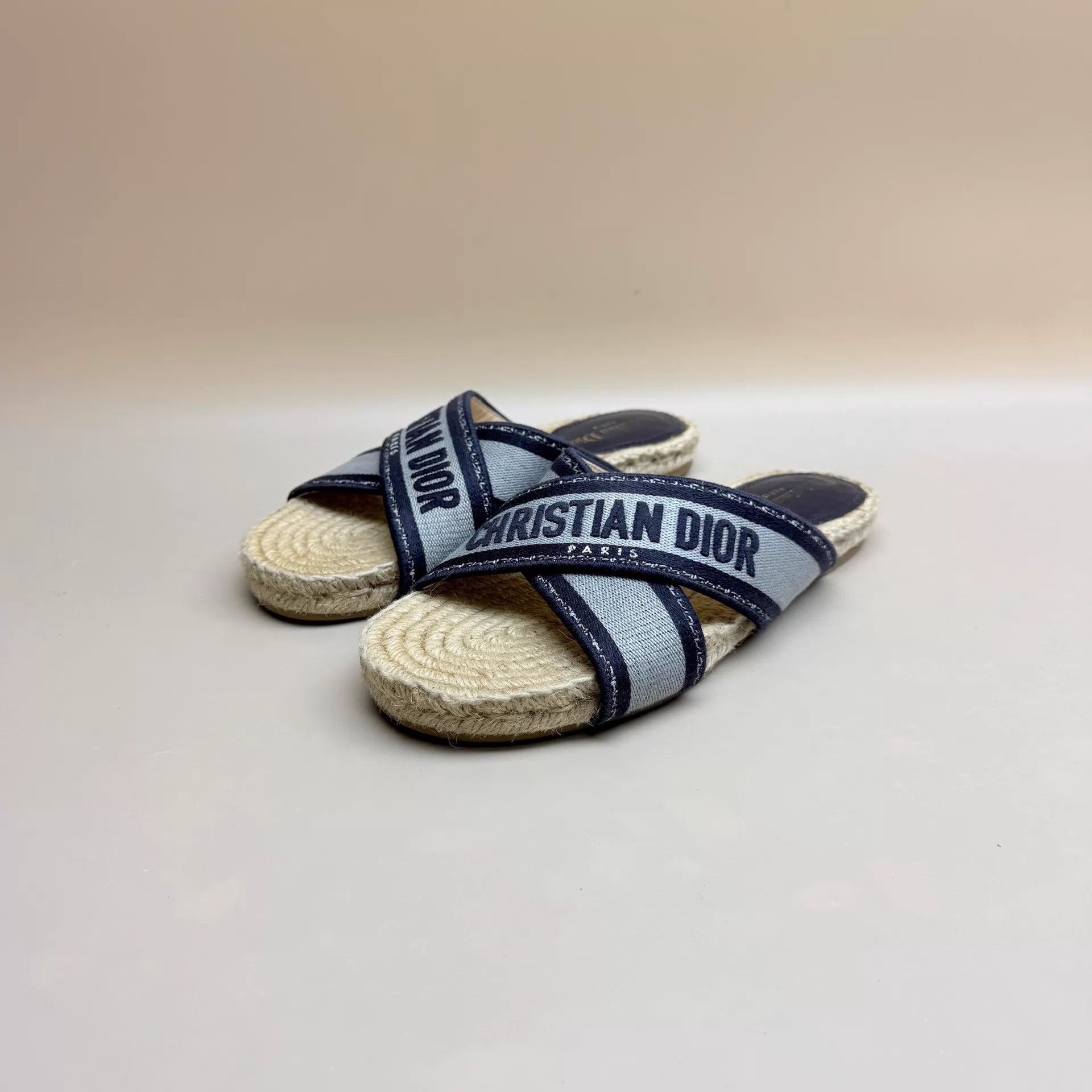 Dior Dior Light Blue Straw Strappy Slippers 37 99 New Size US 6.5 / IT 36.5 - 1 Thumbnail