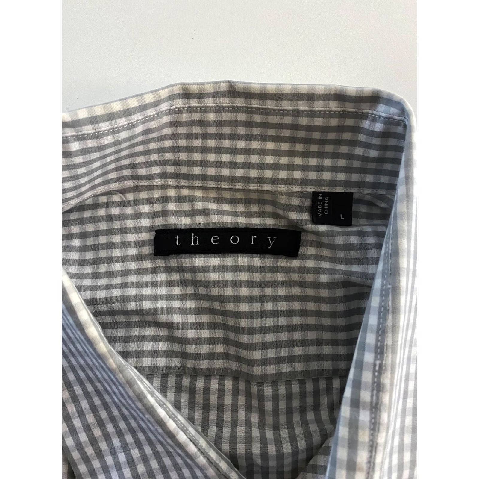 Theory VINTAGE Theory Gray Check LONG SLEEVE SHIRT Large L Slim 16 x 35/36 Size US L / EU 52-54 / 3 - 4 Thumbnail