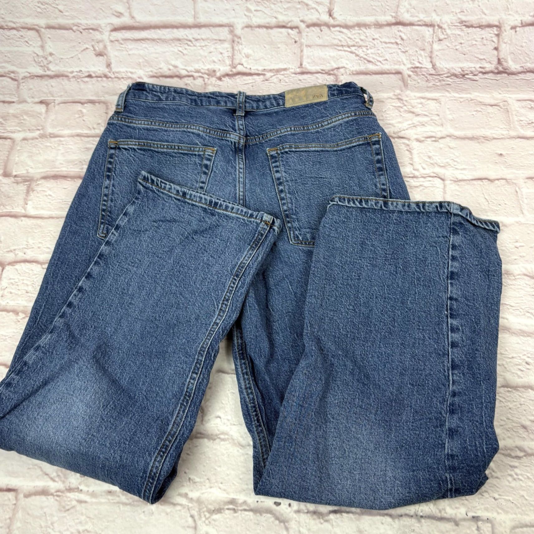 Zara Zara Jeans Womens 29 Medium Wash Blue Mid Rise Relaxed Wide Leg Denim 29x27 Jeans Womens Regular Blue 29in 27in Cotton Denim Relaxed Wide-Leg 5-Pocket Size 29" - 3 Thumbnail