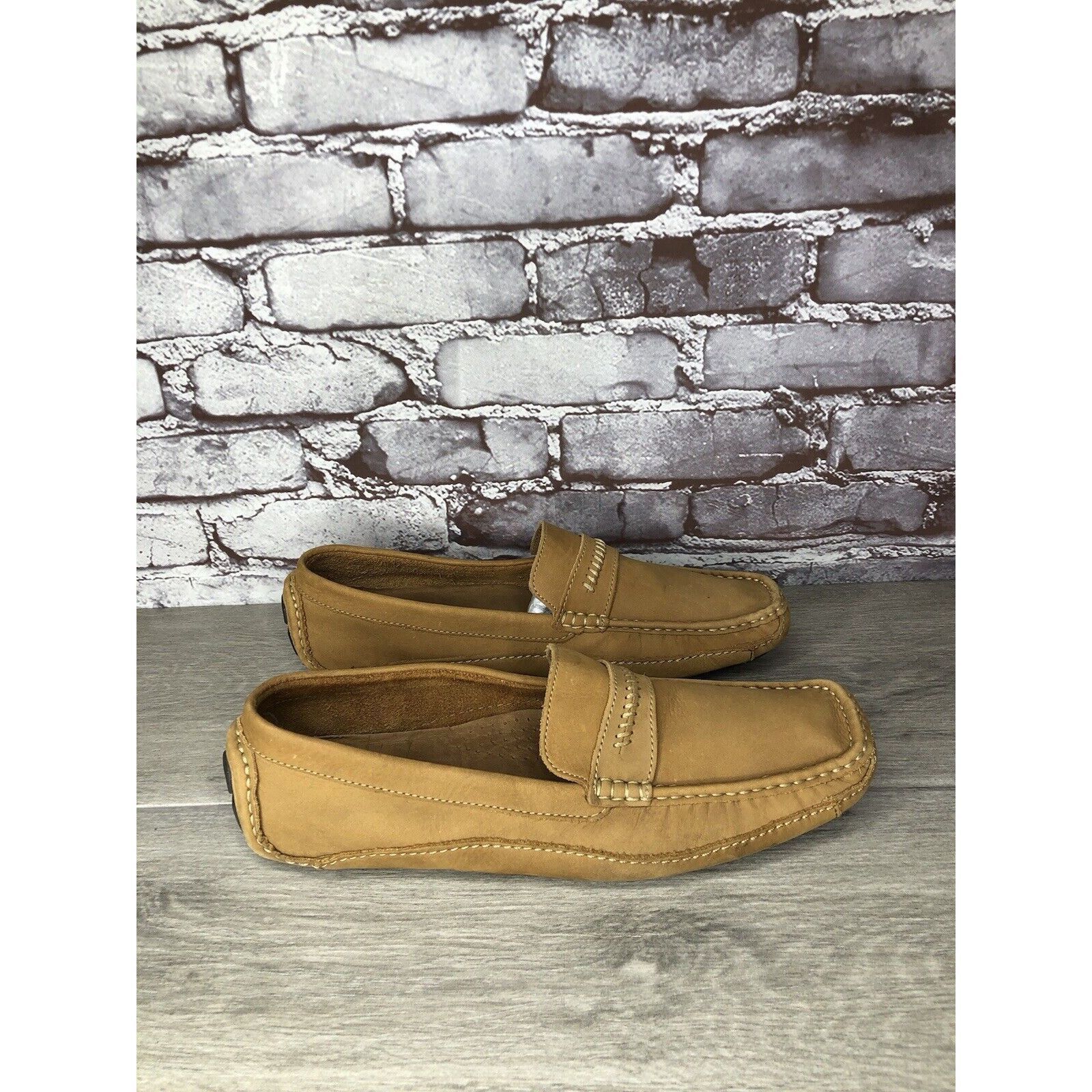 Clarks Clarks England Tan Nubuck Leather Slip On Driving Loafers Sh Size US 11 / EU 44 - 17 Thumbnail