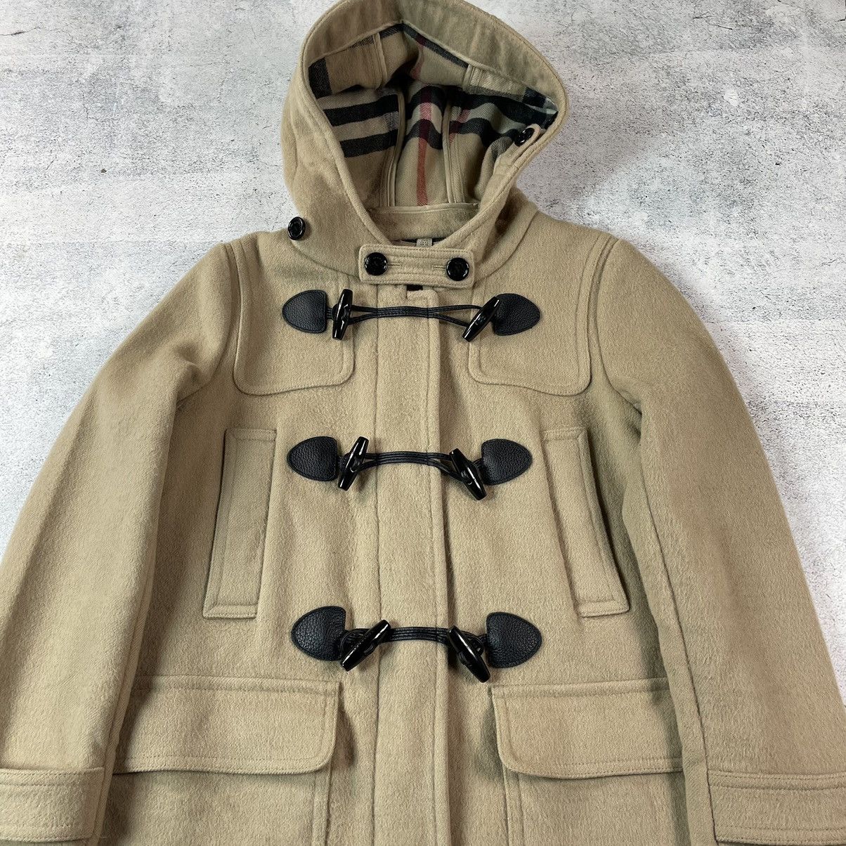 Burberry Brit Check Lined Wool Blend Duffle Coat In Beige