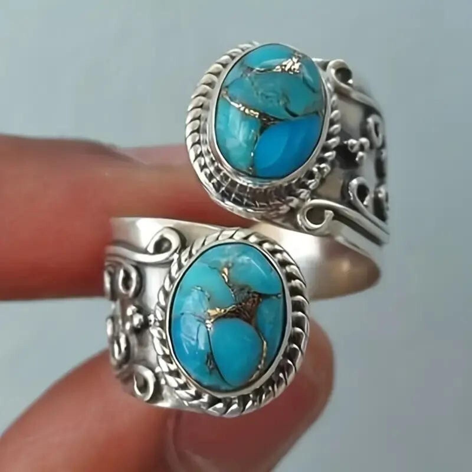 Other Adjustable Faux Turquoise Bohemian Wrap Ring Size ONE SIZE - 2 Thumbnail
