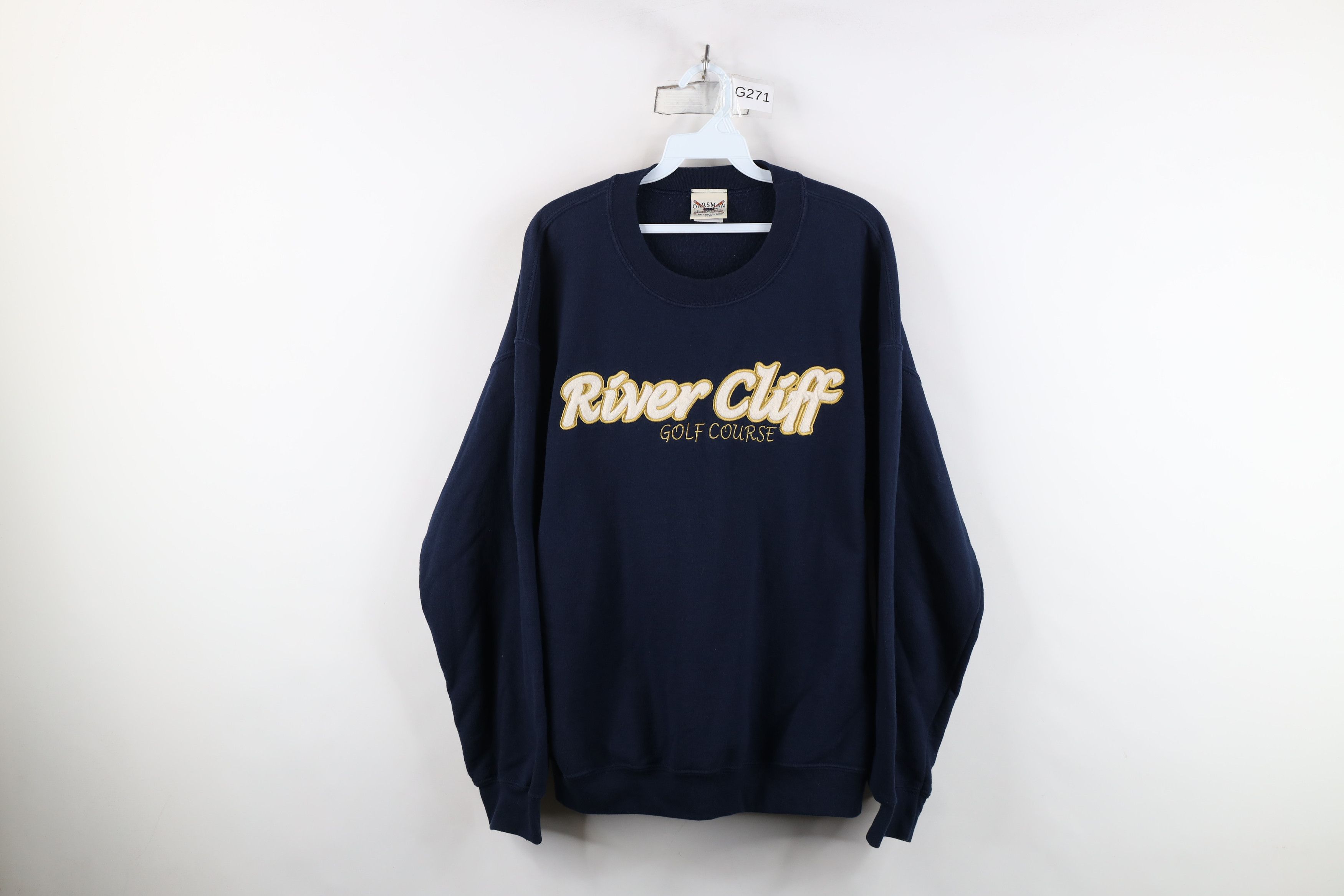 Vintage Vintage 90s River Cliff Golf Course Golfing Sweatshirt Blue Size US L / EU 52-54 / 3 - 1 Thumbnail