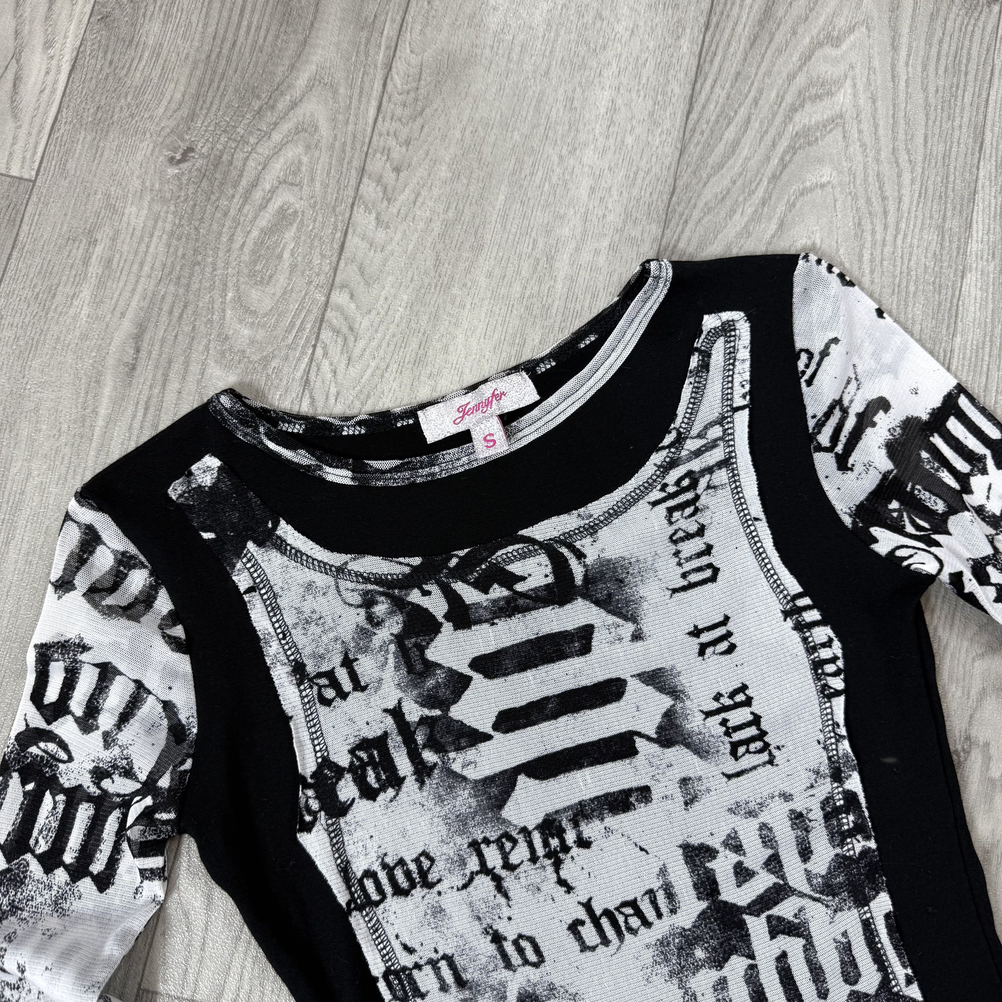 Vintage Vintage Y2K Jennyfer Rare Gazette Longsleeve Blouse Tee Size S / US 4 / IT 40 - 5 Thumbnail