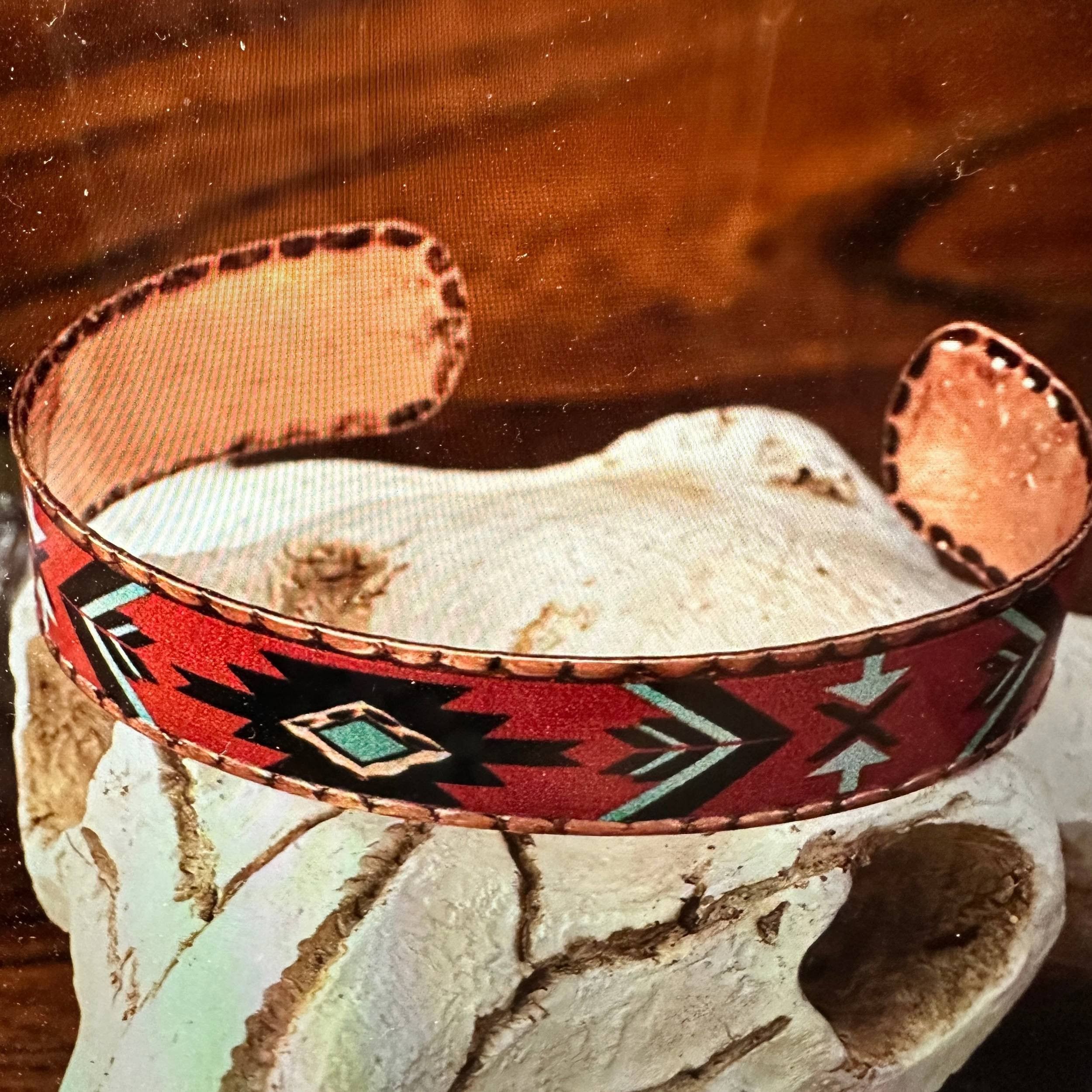 Other Handmade Boho Native American Aztek Copper Narrow Cuff Brace Size ONE SIZE - 9 Thumbnail