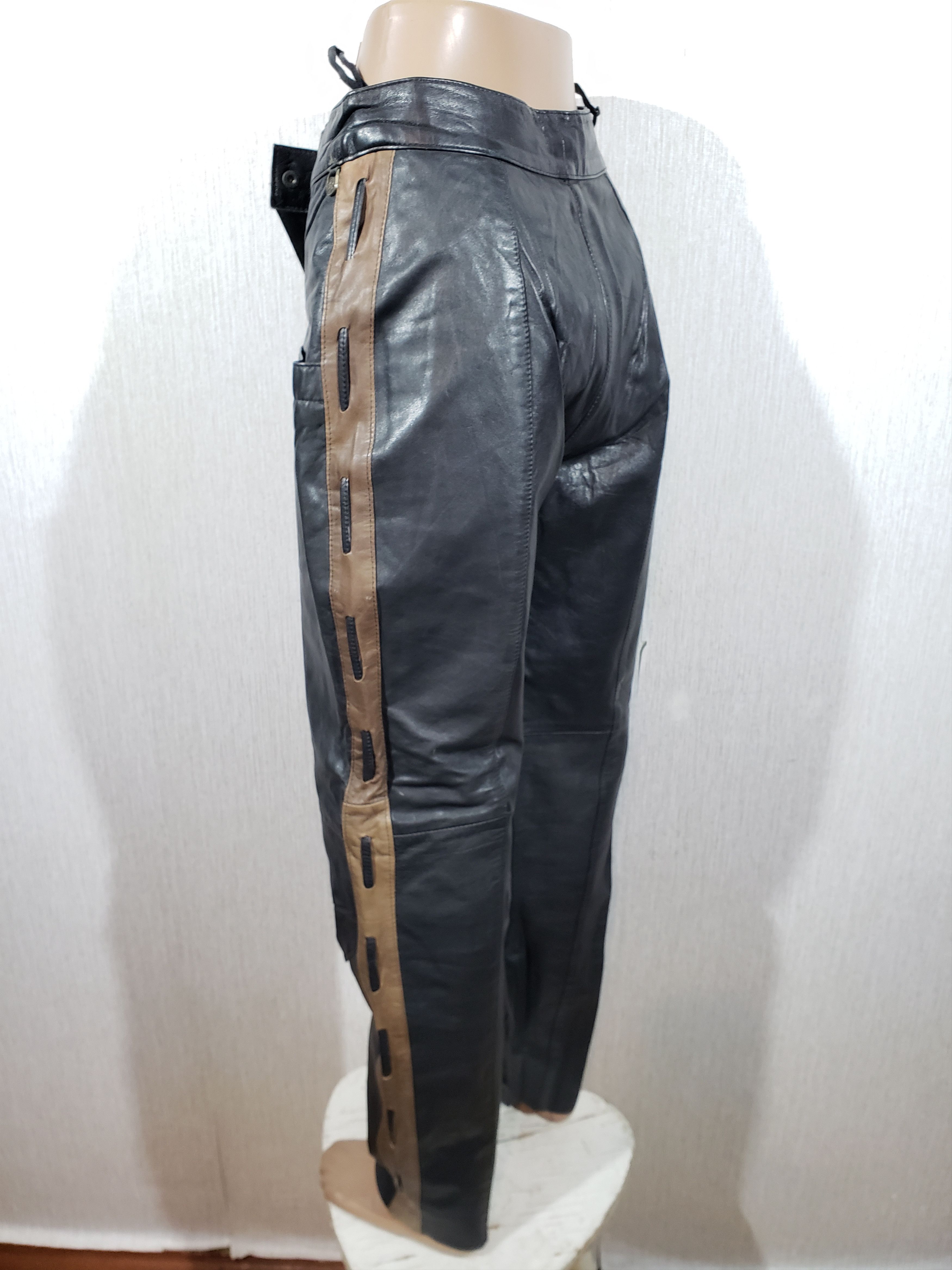 Genuine Leather Stylish women's black leather pants. Size 27" / US 4 / IT 40 - 6 Thumbnail