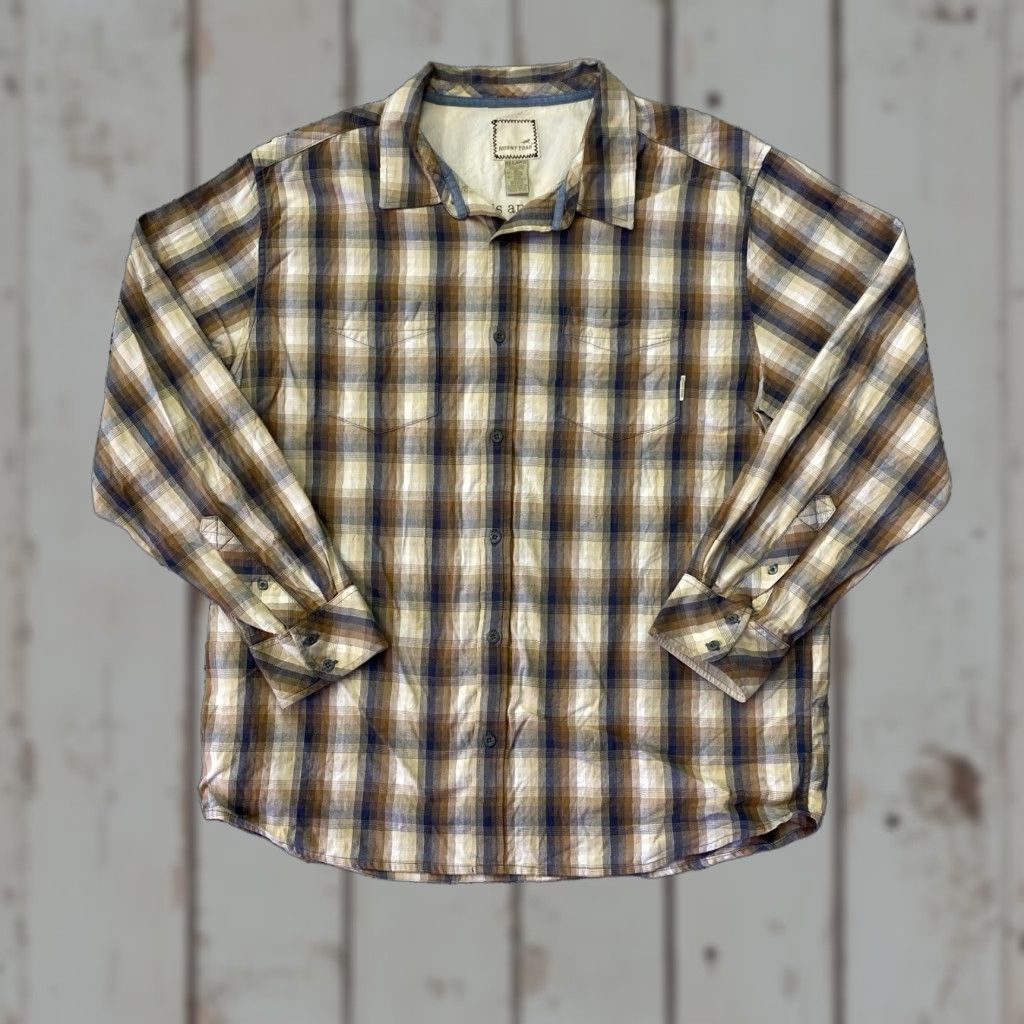 Vintage Horny Toad Button-Down Long Sleeve Men's Shirt 2XL Brown Plaid Cotton Button-Up Collared Casual Vintage No (adjust?) Size US XXL / EU 58 / 5 - 1 Thumbnail