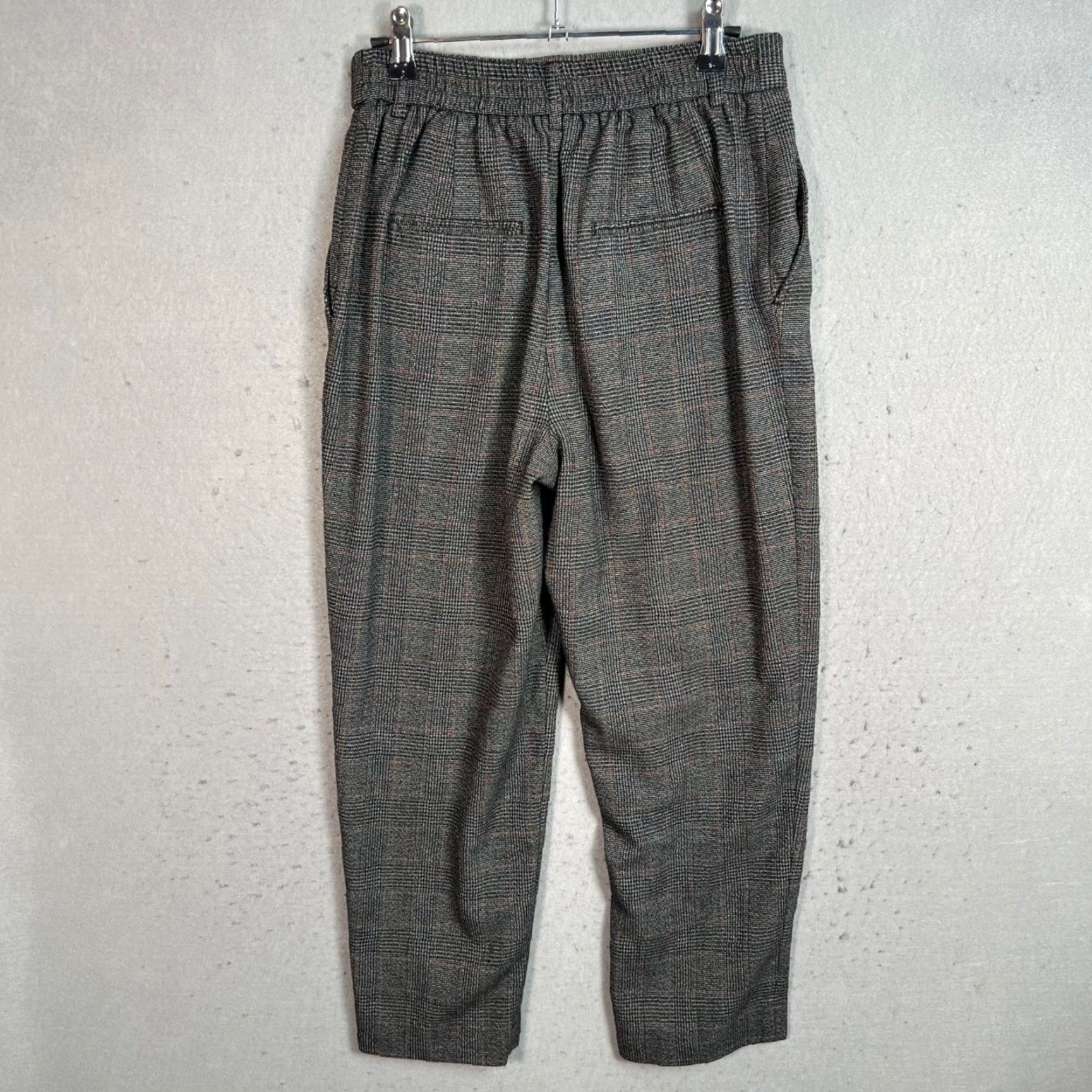 Zara Zara Womens Pants Plaid Dark Gray Trousers Elastic Waistband High Rise M Size 32" / US 10 / IT 46 - 2 Thumbnail