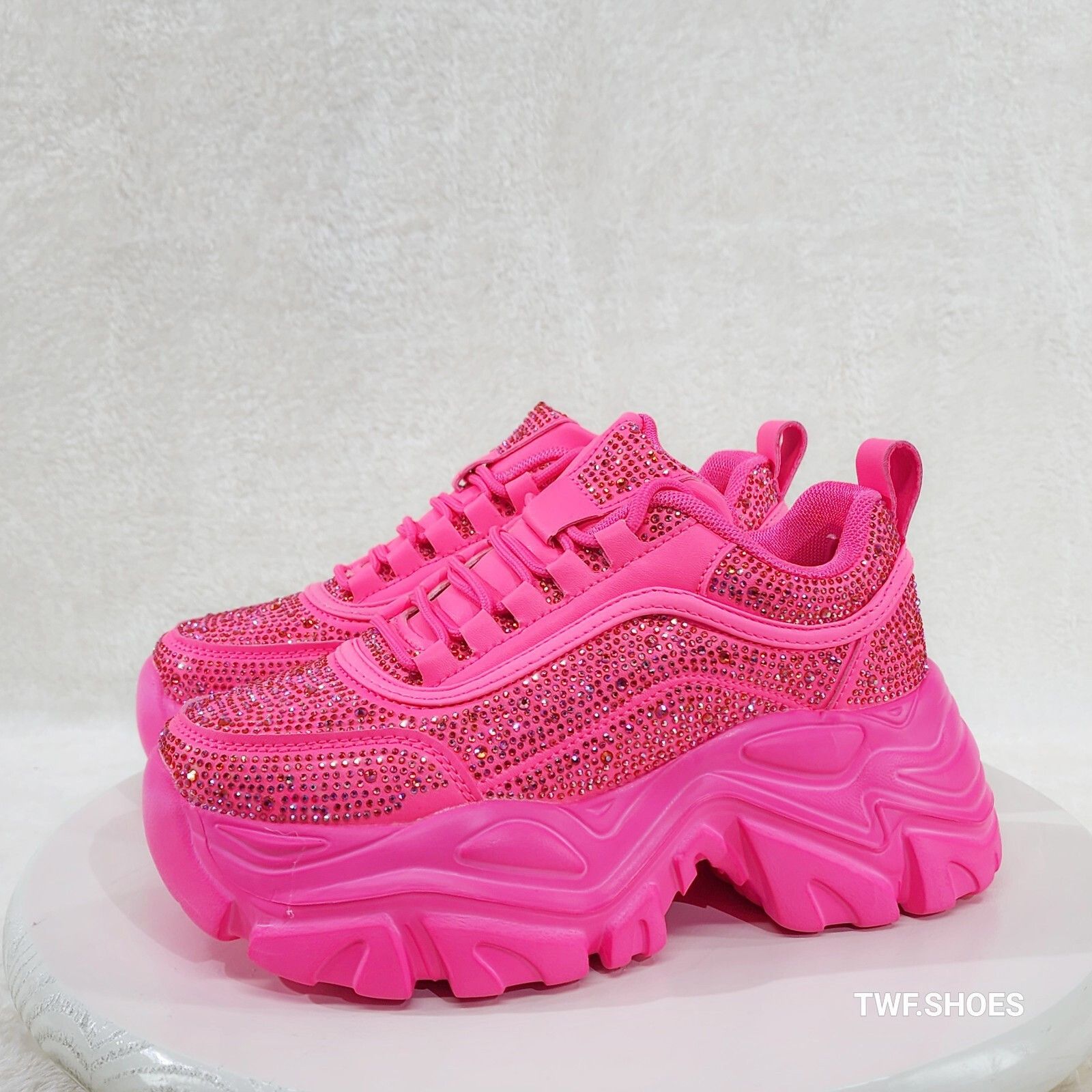 Cush Sport Rhinestone Comfy Platform Light Weight Sneakers H
