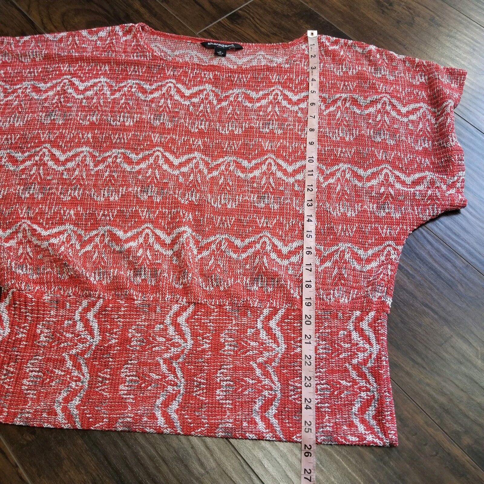 Designer Sharagano Top Plus Size 1x Red And White Knit Dolman Short Size XL / US 12-14 / IT 48-50 - 7 Thumbnail