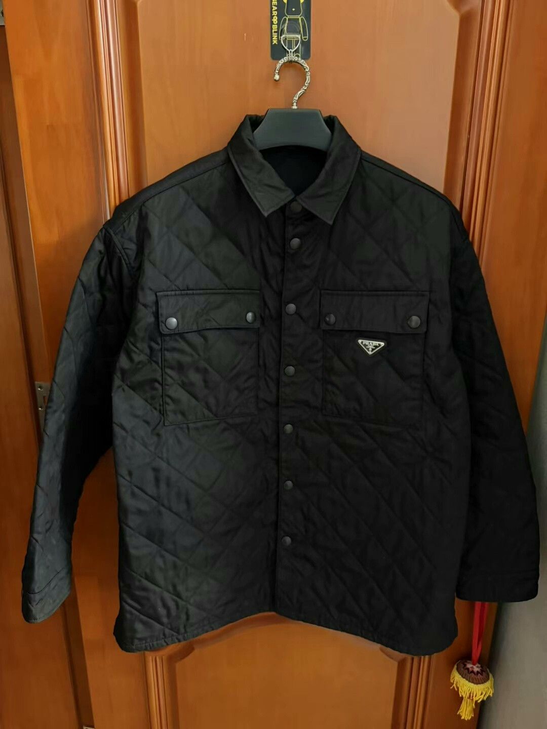 Prada prada black triangle logo quilted jacket Size S / US 4 / IT 40 - 1 Thumbnail