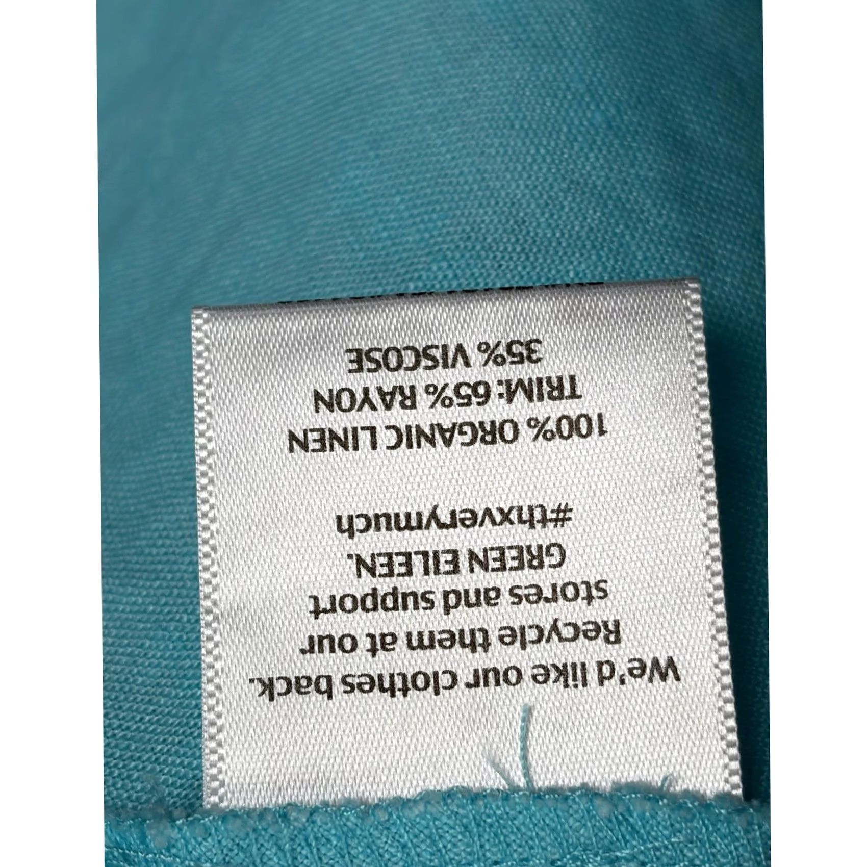 Eileen Fisher Eileen Fisher Organic Linen V-Neck Shift Dress Turquoise Blue Large Size L / US 10 / IT 46 - 4 Thumbnail