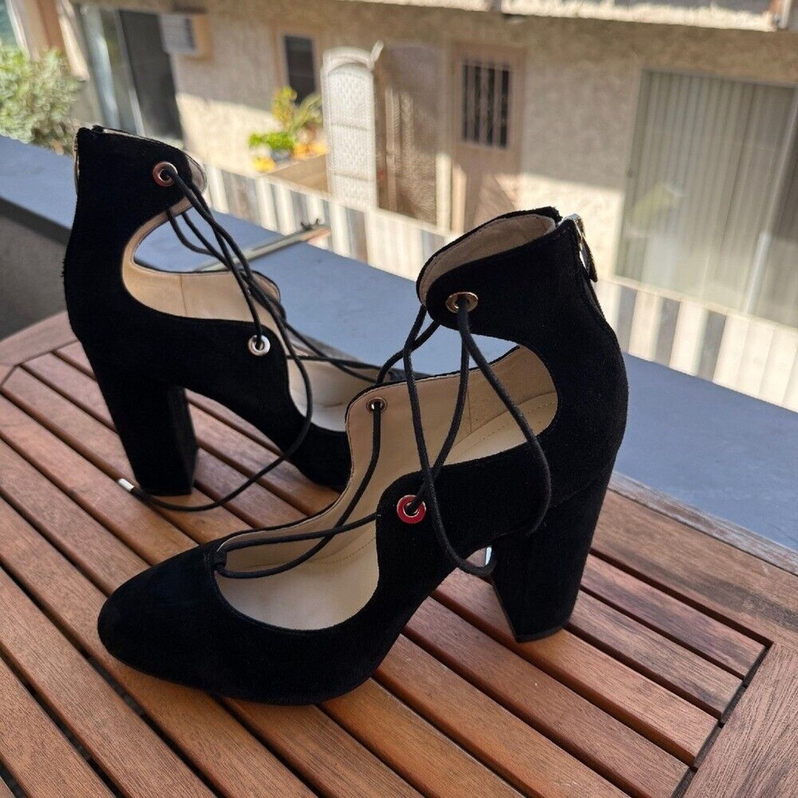 Marc Fisher Marc Fisher Black Suede Lace Up Heels Block Heel Pumps Shoes Size US 10 / IT 40 - 5 Thumbnail