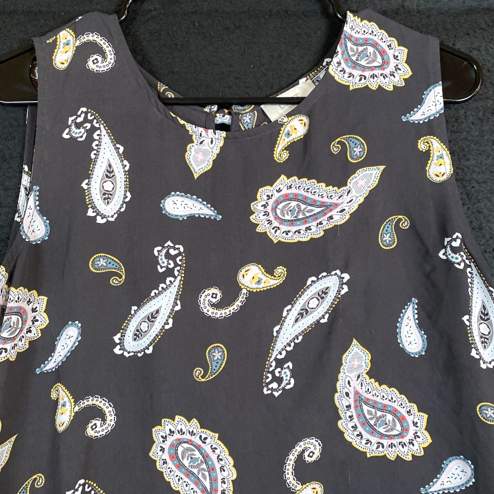 Loft VINTAGE LOFT Outlet Womens Blouse Black Multi Paisley Crew Neck Tank Bow Back Medium Size M / US 6-8 / IT 42-44 - 2 Thumbnail