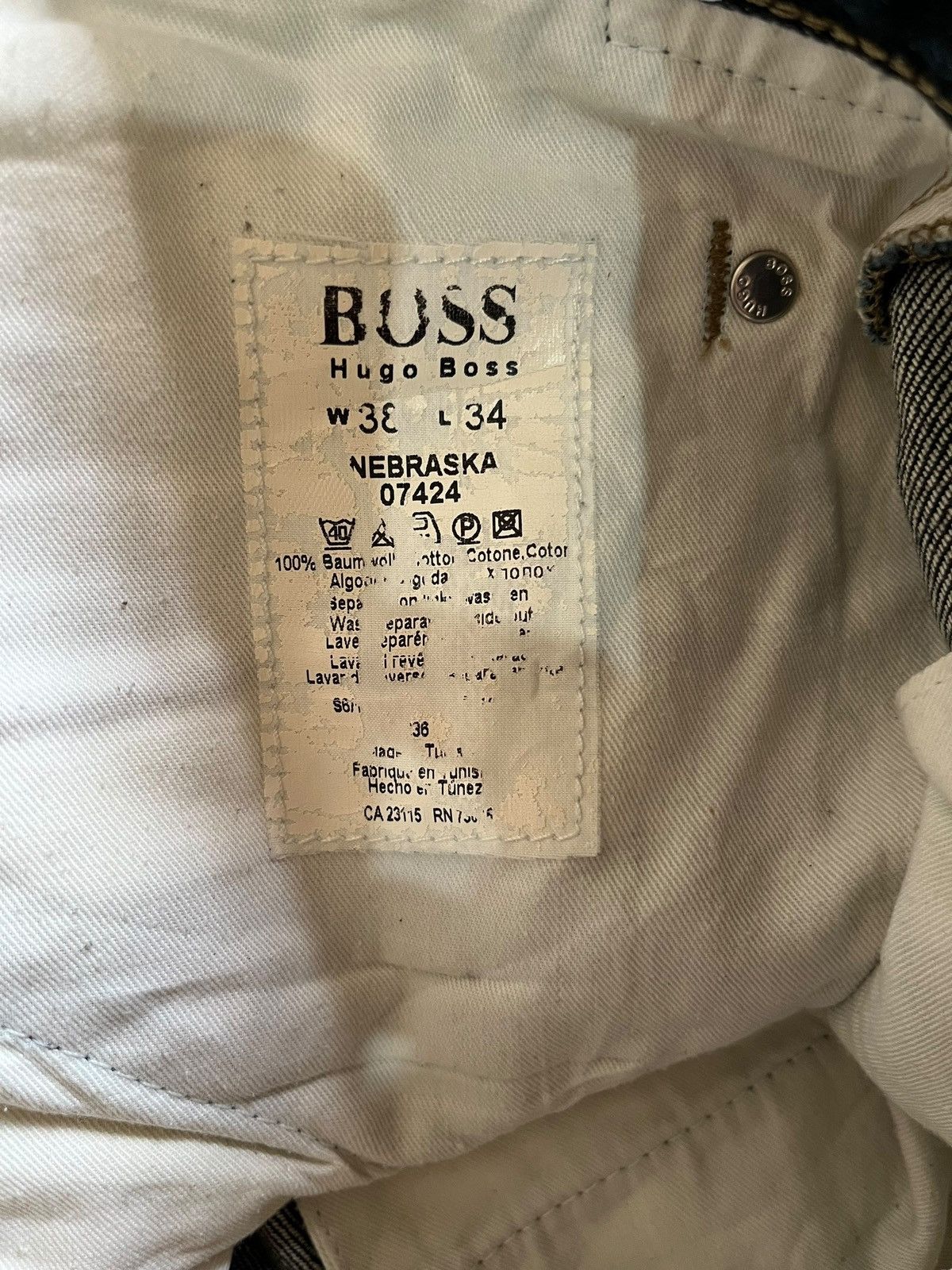 Hugo Vintage Hugo Boss Blue Wash Buckle Back Baggy Jeans Size US 37 - 9 Thumbnail