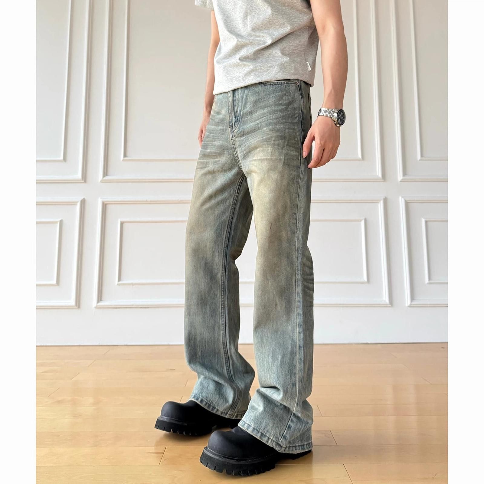 Vintage Dirt Dyed Washed Micro Flare Denim Jeans Size US 28 / EU 44 - 6 Thumbnail