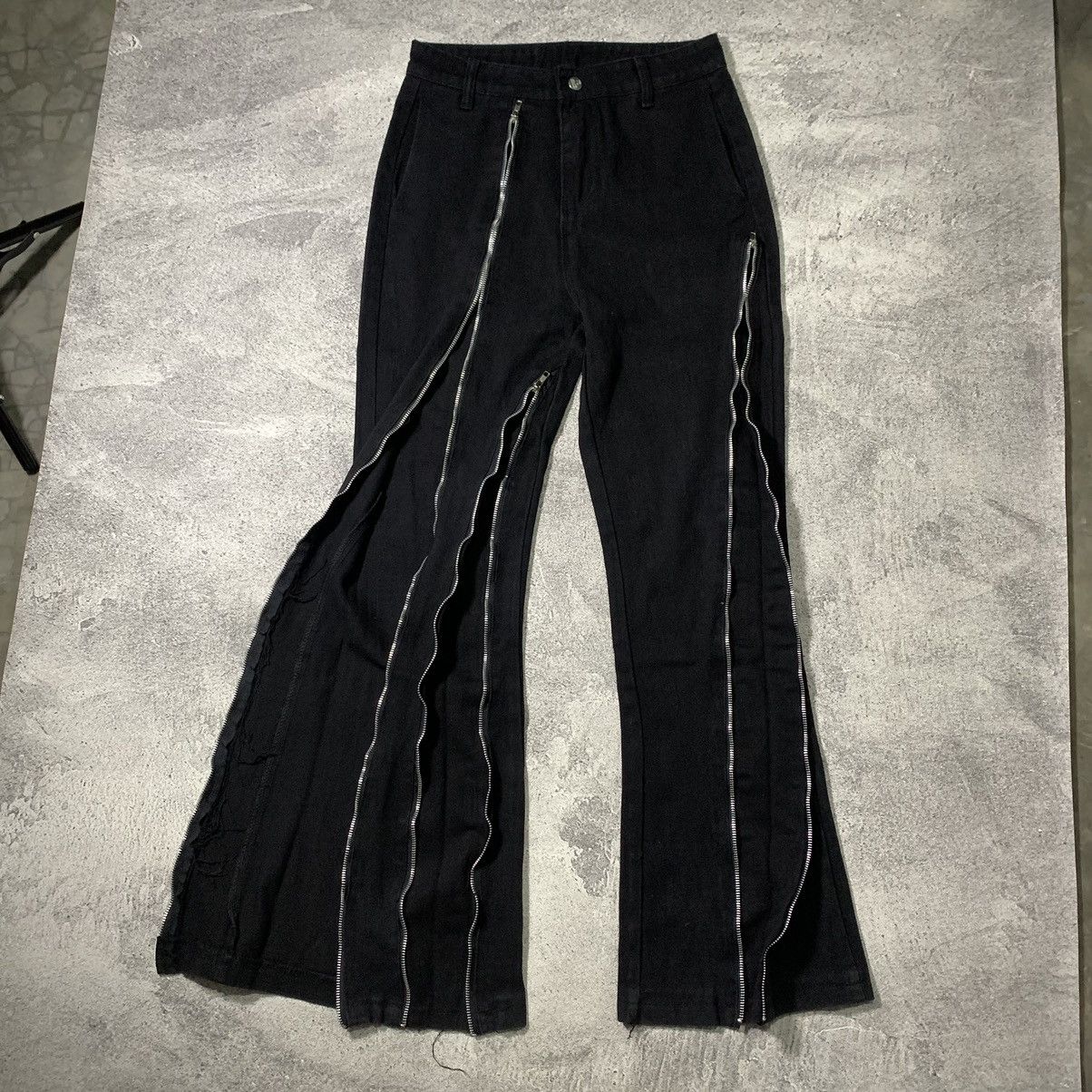 Japanese Brand MULTIZIPPER FLARE DENIM PANTS RICK OWENS STYLE Size US 30 / EU 46 - 2 Thumbnail