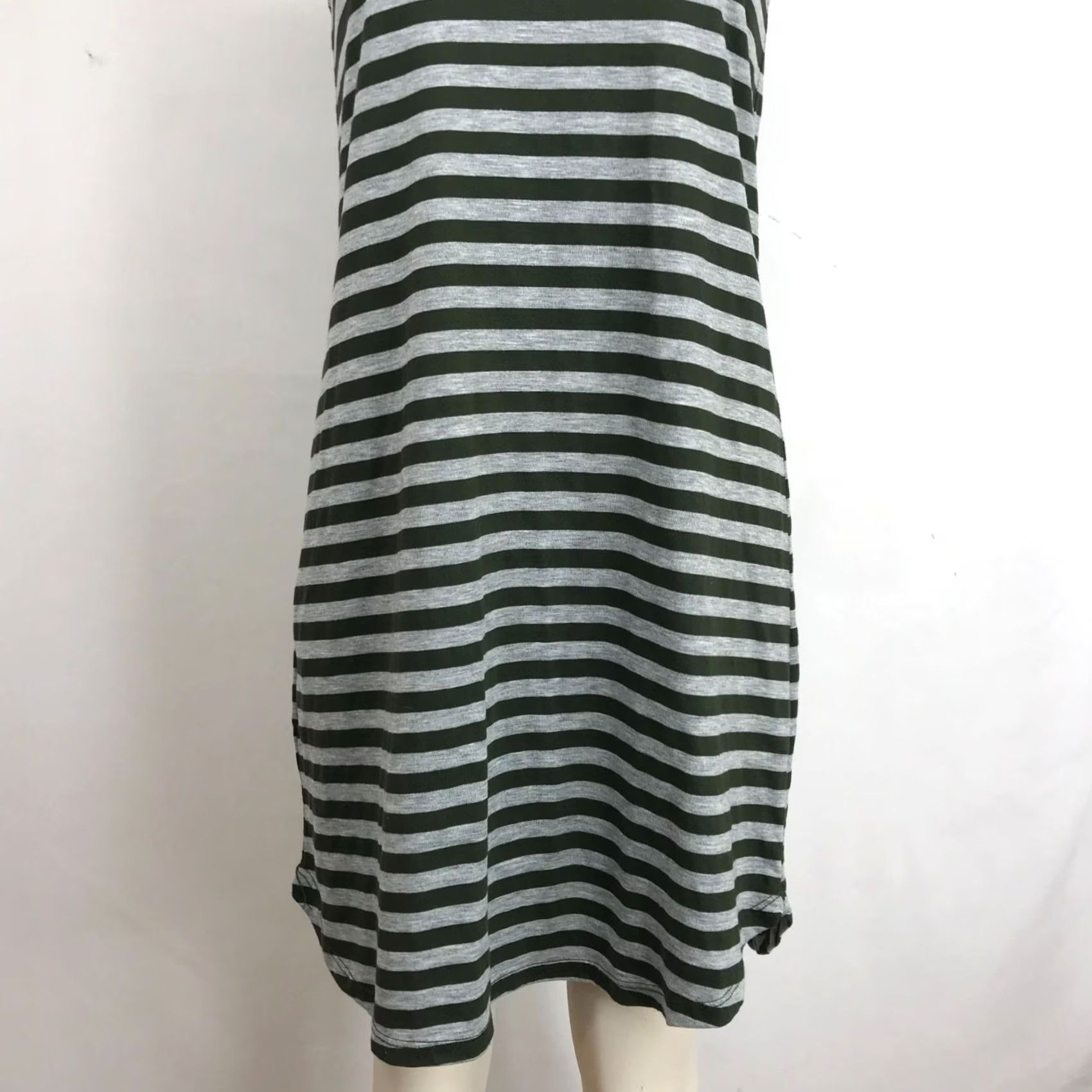 Vintage ALLEN ALLEN DRESS Womens Small Gray Olive Striped Cotton Blend Size S / US 4 / IT 40 - 3 Thumbnail