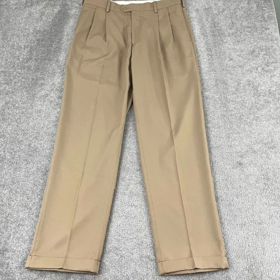 Jos. A. Bank VINTAGE Jos. A Bank David Leadbetter Pants Mens 34 x 32 Brown Pleated Golf Trousers Retro Size US 34 / EU 50 - 2 Thumbnail