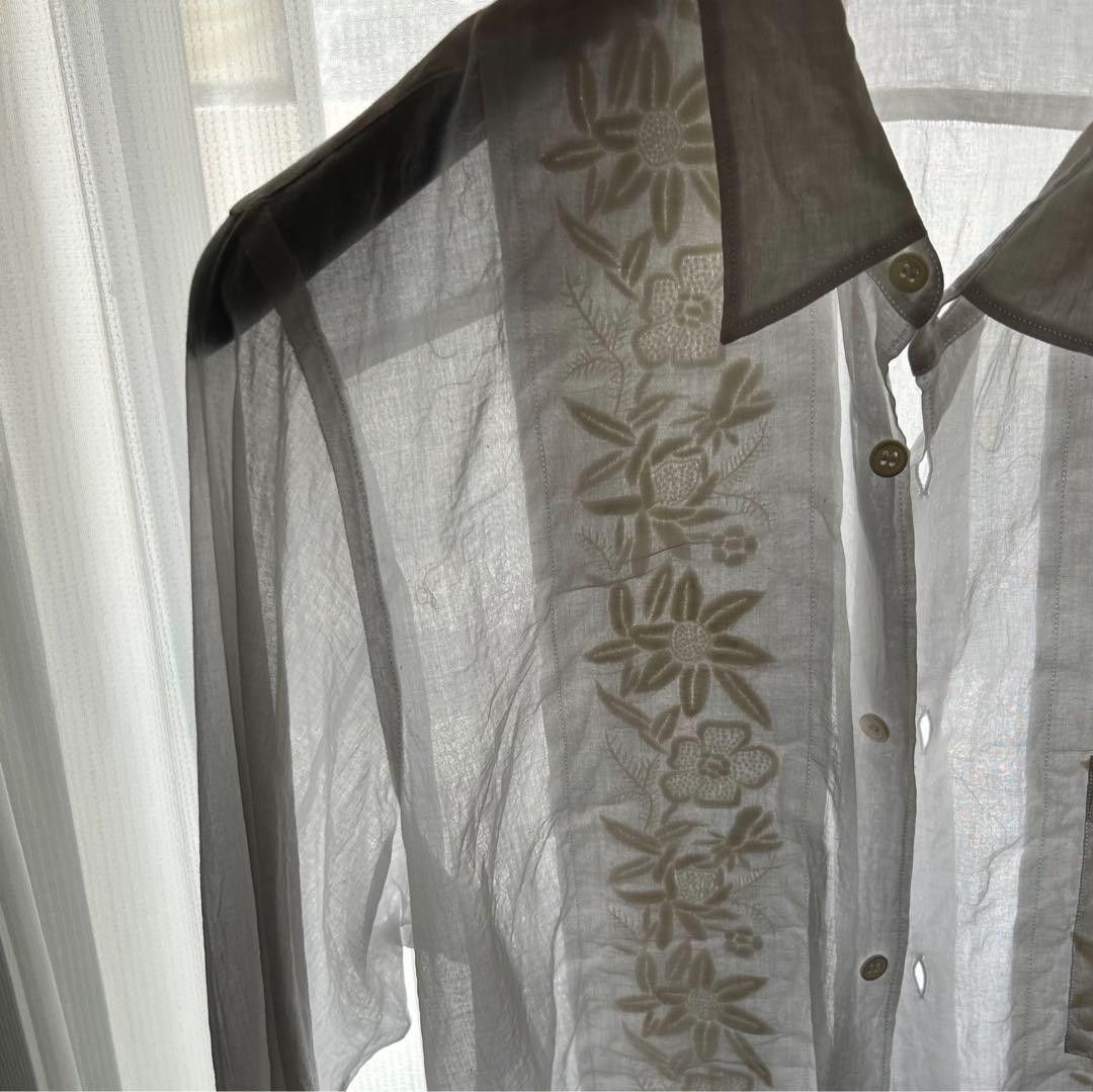 Comme des Garcons AD1999 Semi Sheer Floral Embroidered Shirt Size US M / EU 48-50 / 2 - 10 Thumbnail