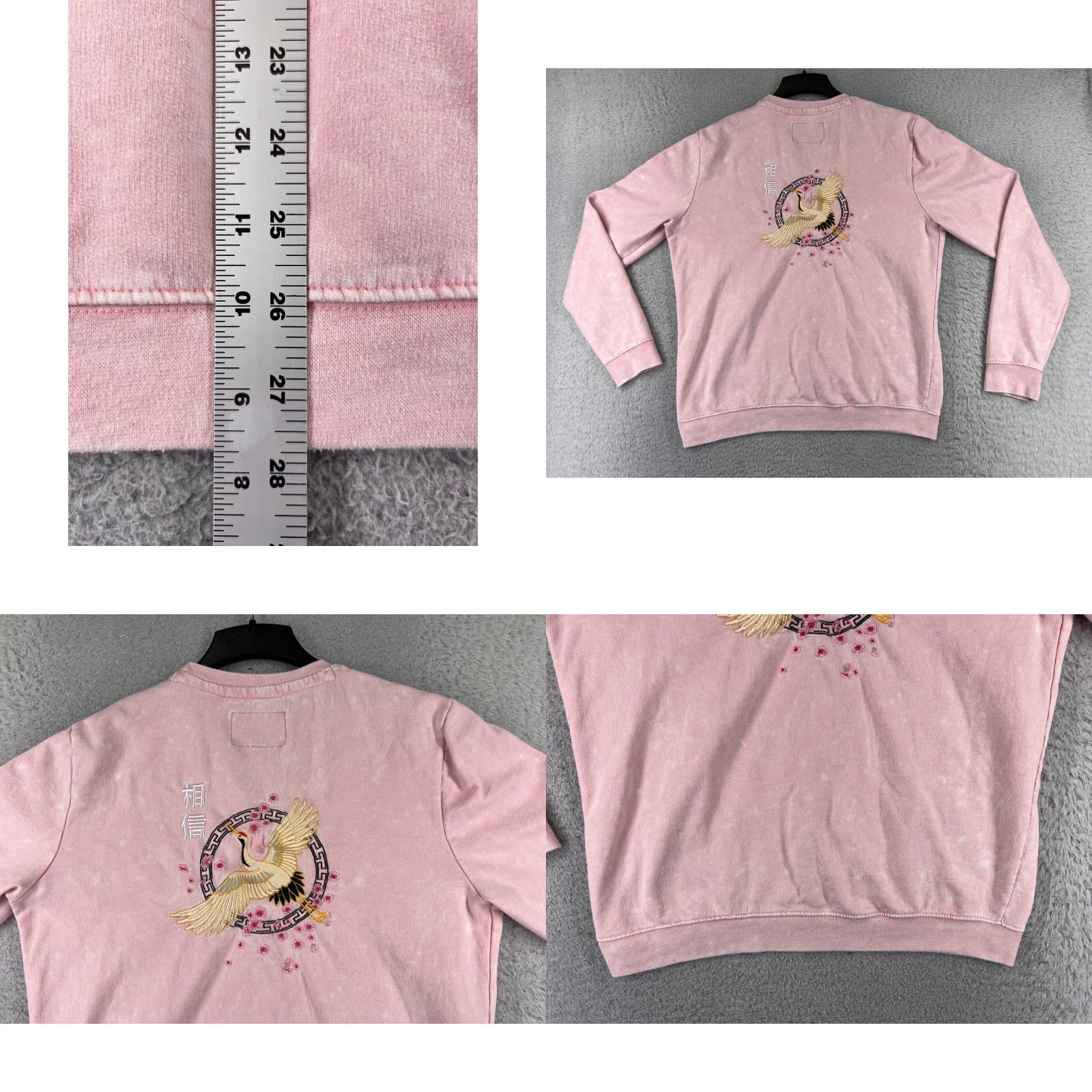 Vintage Blind Rooster Sweatshirt Women XL Pink Believe Embroidered Crane Crew Neck All Seasons Long Sleeve Logo Art Size XL / US 12-14 / IT 48-50 - 9 Thumbnail