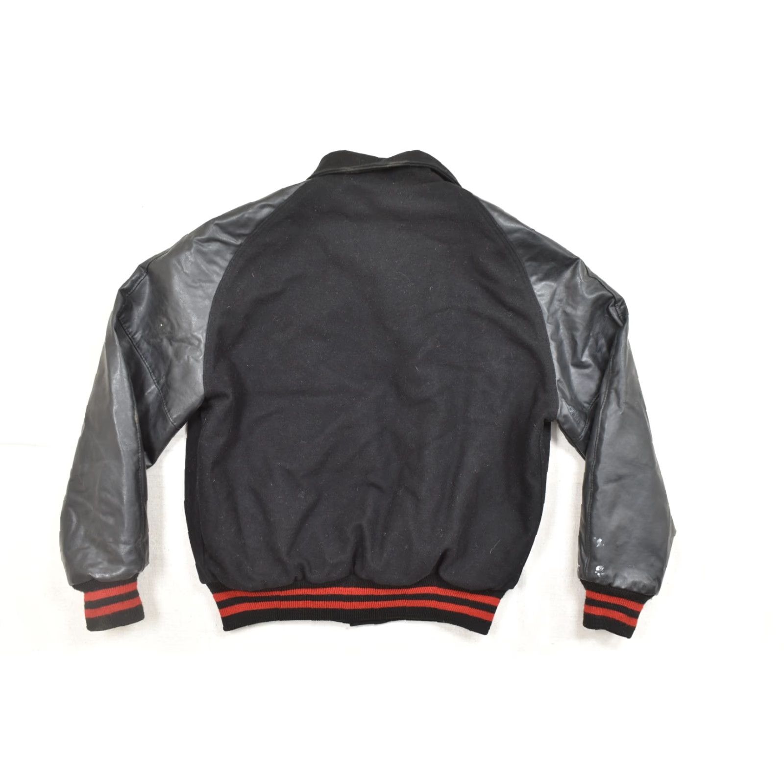Vintage Neff Mens Large Vintage Varsity Bomber Jacket Black Red Wool Leather Letterman D Size US L / EU 52-54 / 3 - 2 Thumbnail