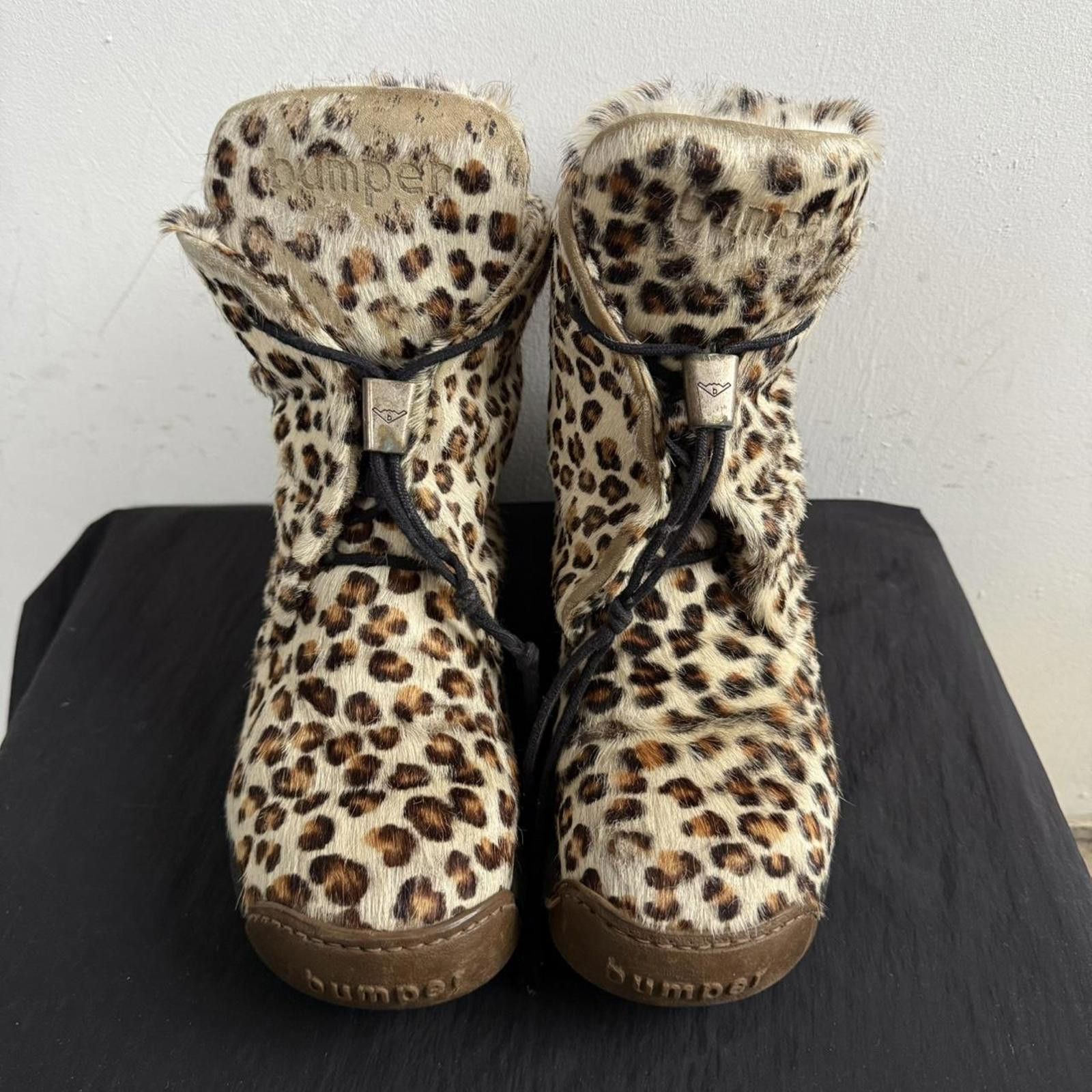 Other Vintage Bumper Italy Leopard Print Pony Fur Mid Boots Size US 5 / IT 35 - 3 Thumbnail