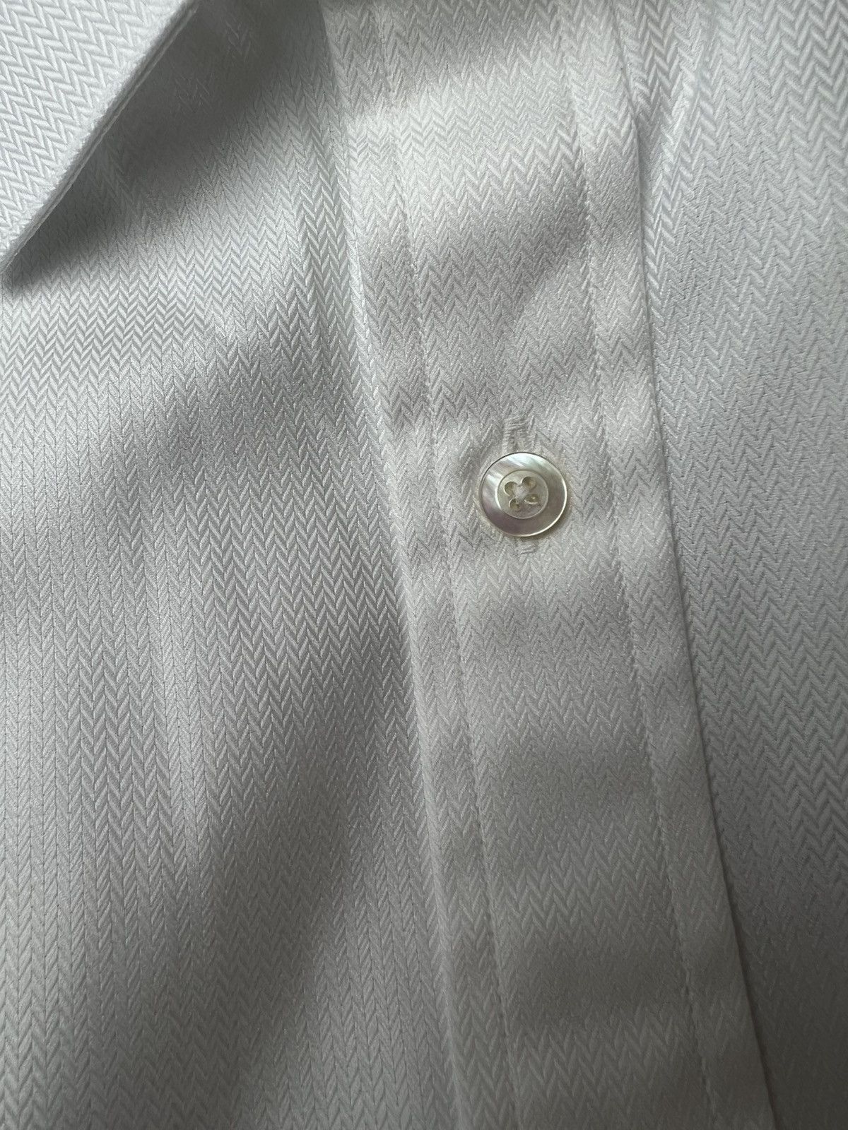 Hamilton Hamilton White Herringbone Long Sleeve Shirt – Custom Made Size US XL / EU 56 / 4 - 4 Thumbnail
