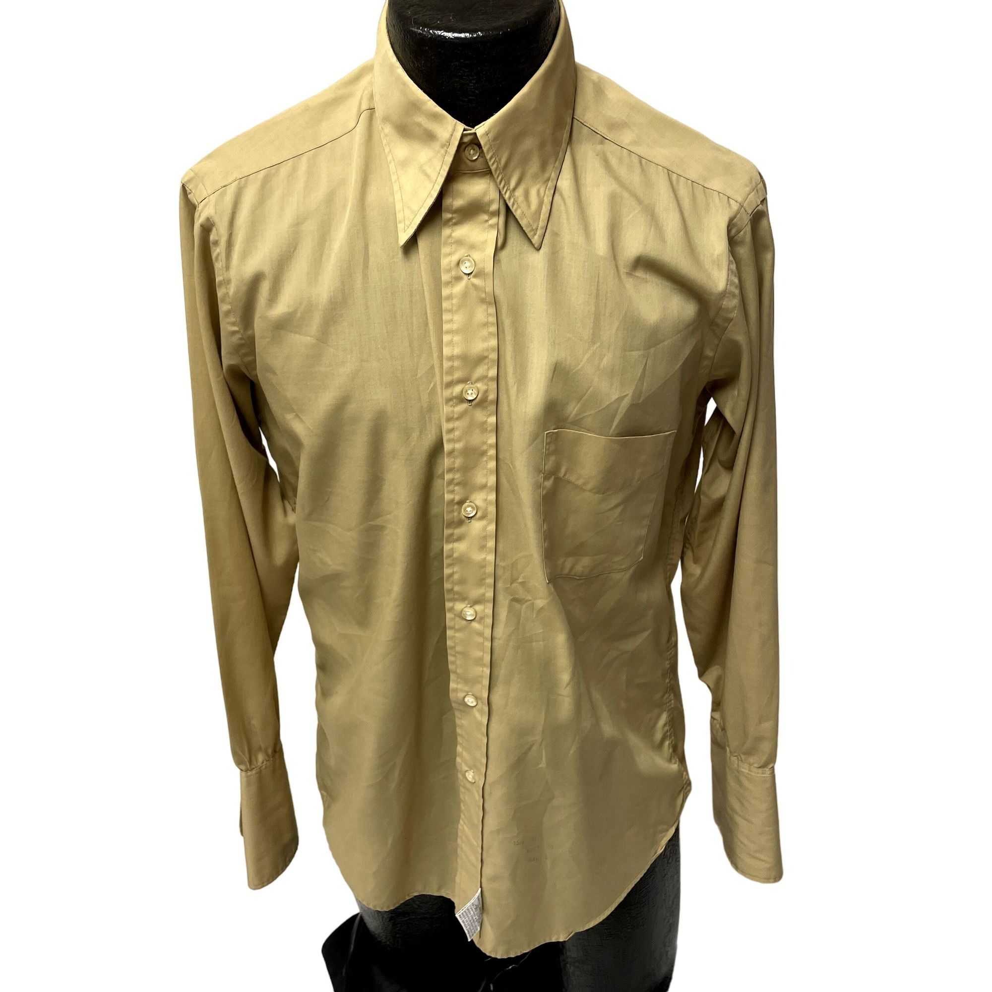 60's Creighton Myricks Men KHAKI Natural Taper Dress Shirt