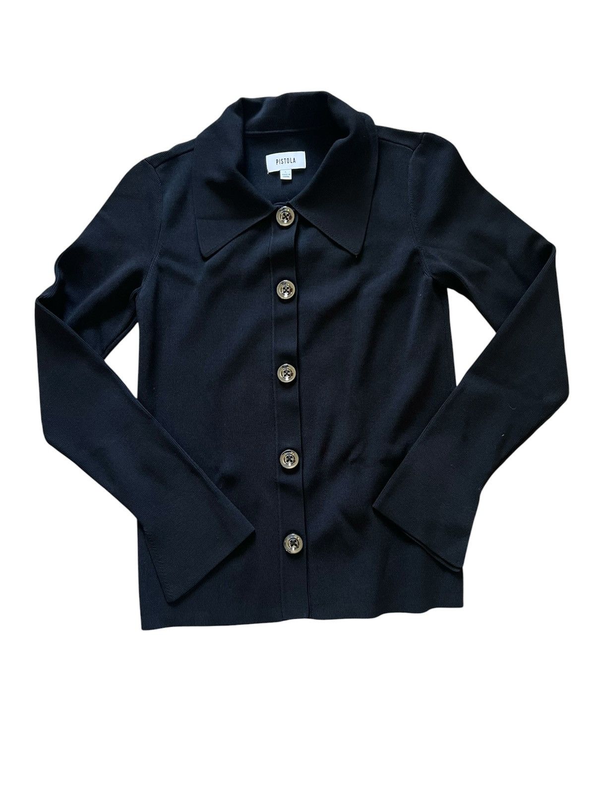 Pistola Pistola Joanne Black Collared Cardigan | Large Size L / US 10 / IT 46 - 1 Thumbnail